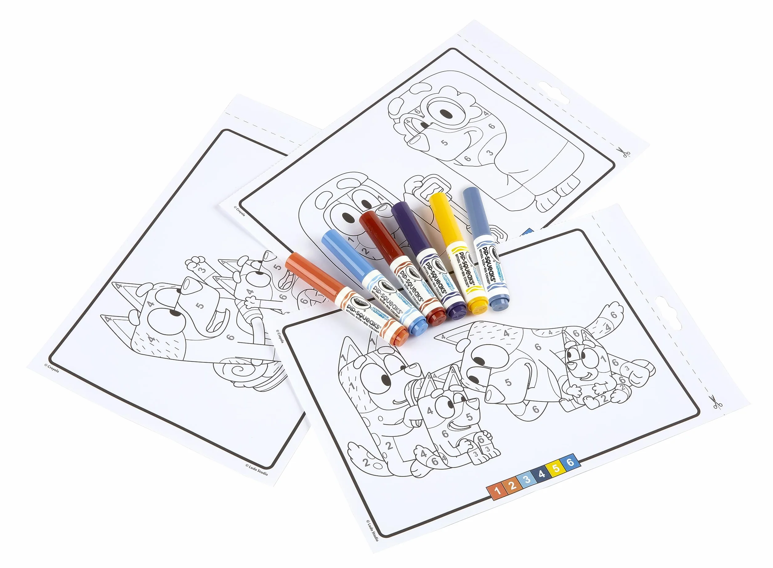 CRAYOLA Kolorowanie według numerów – niebieski (zawiera 16 kolorowanek i 6 minimarkerów) | edukacyjna zabawa w kolorowanie dla wczesnych lat, dla dzieci w wieku od 3 lat