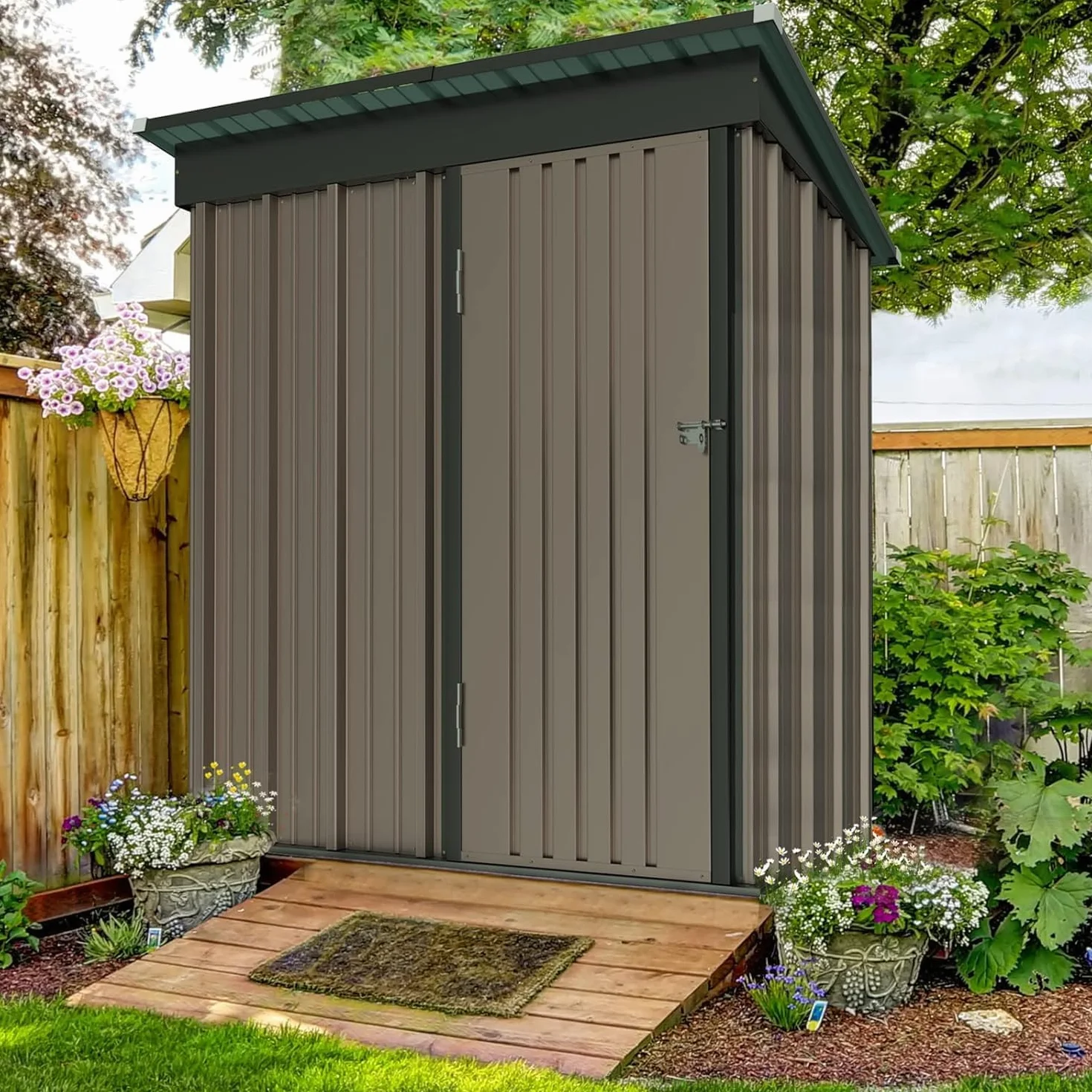 Metalowy domek ogrodowy 1,5 m² 162 x 92 x 180 cm szopa na narzędzia stal ocynkowana