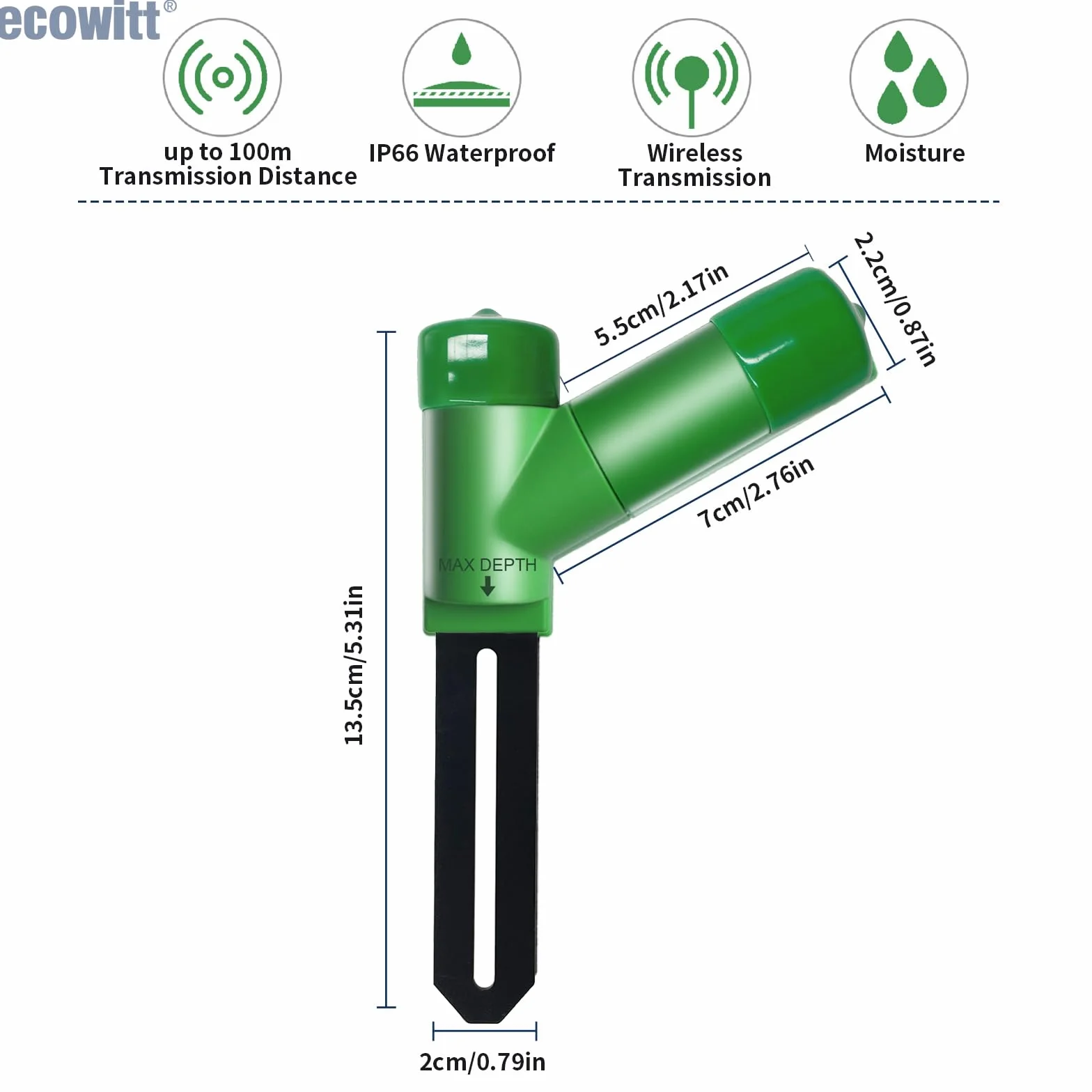 ECOWITT WH51 Miernik wilgotności gleby Czujnik higrometru 868 MHz
