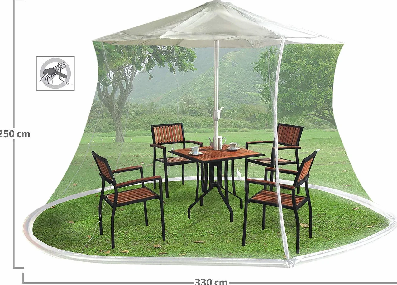 infactory Moskitiera na parasole przeciwsłoneczne 330 x 250 cm siatka 220 biała