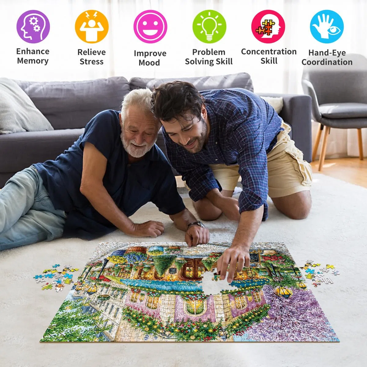 Puzzle 1000 elementów dla dorosłych, klasyczna gra edukacyjna, piękna dekoracja, romantyczne puzzle na rogu ulicy, prezenty