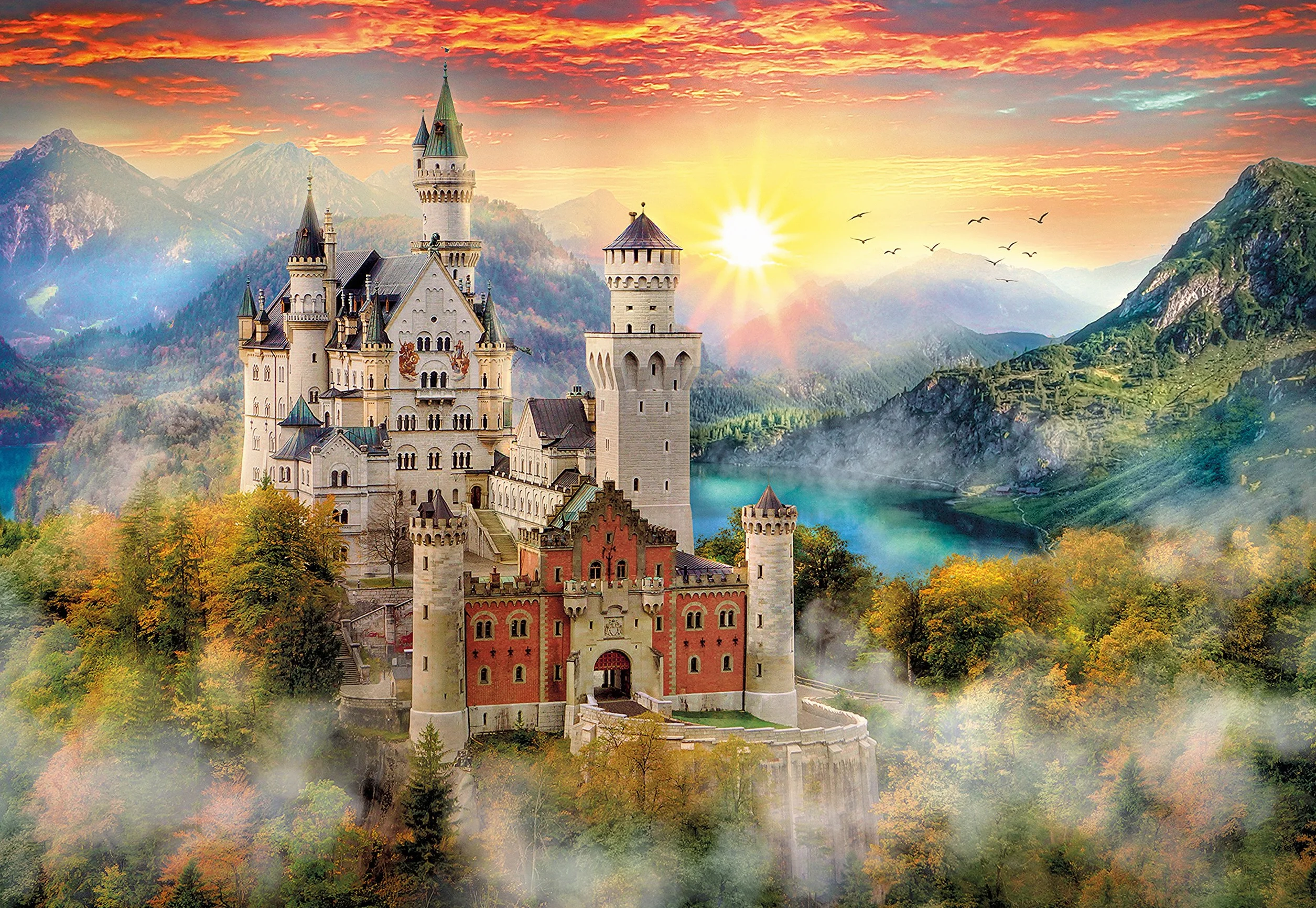 Clementoni Zamek Neuschwanstein Puzzle, Wielokolorowy, 2000 Elementów