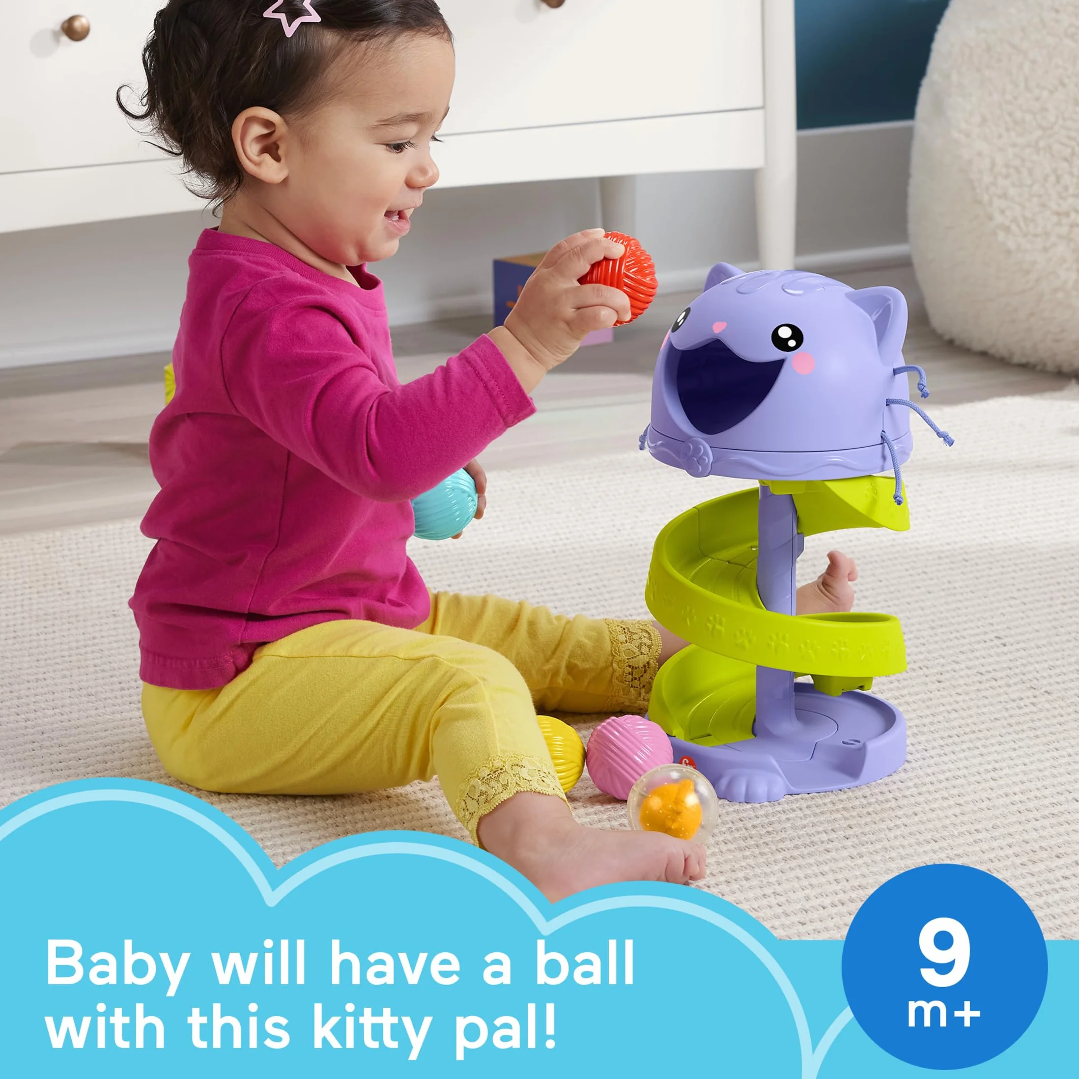 Fisher-Price Zabawka dla niemowląt i małych dzieci FP Pets Purrr-FECT Ball Tower Centrum aktywności do zabawy rozwojowej w wieku 9 lat