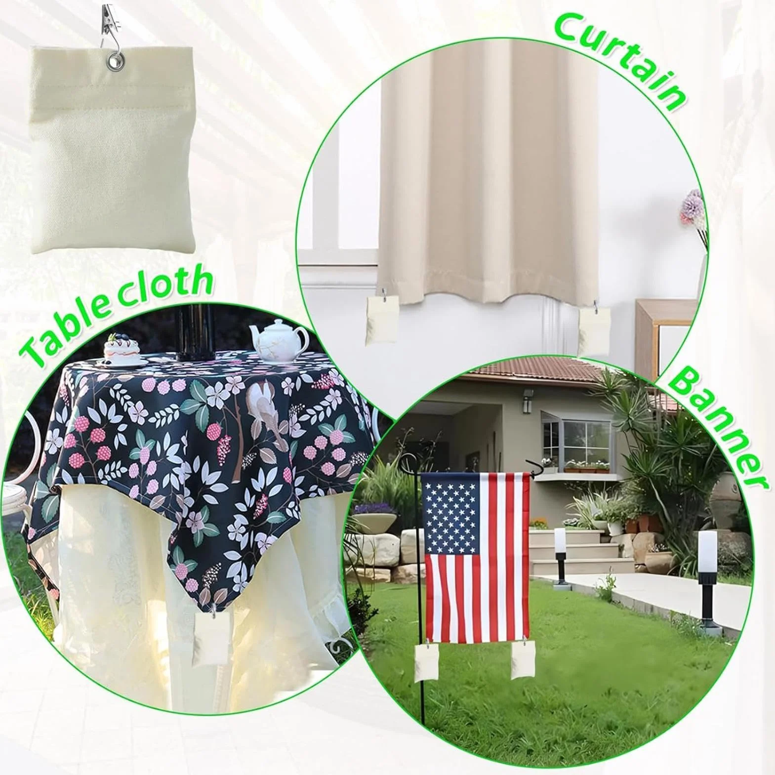 Drapery Weight Bag Outdoor Curtain Weight 15cm 12.5cm 12cm Heavy Fixing Clip 8 Pack