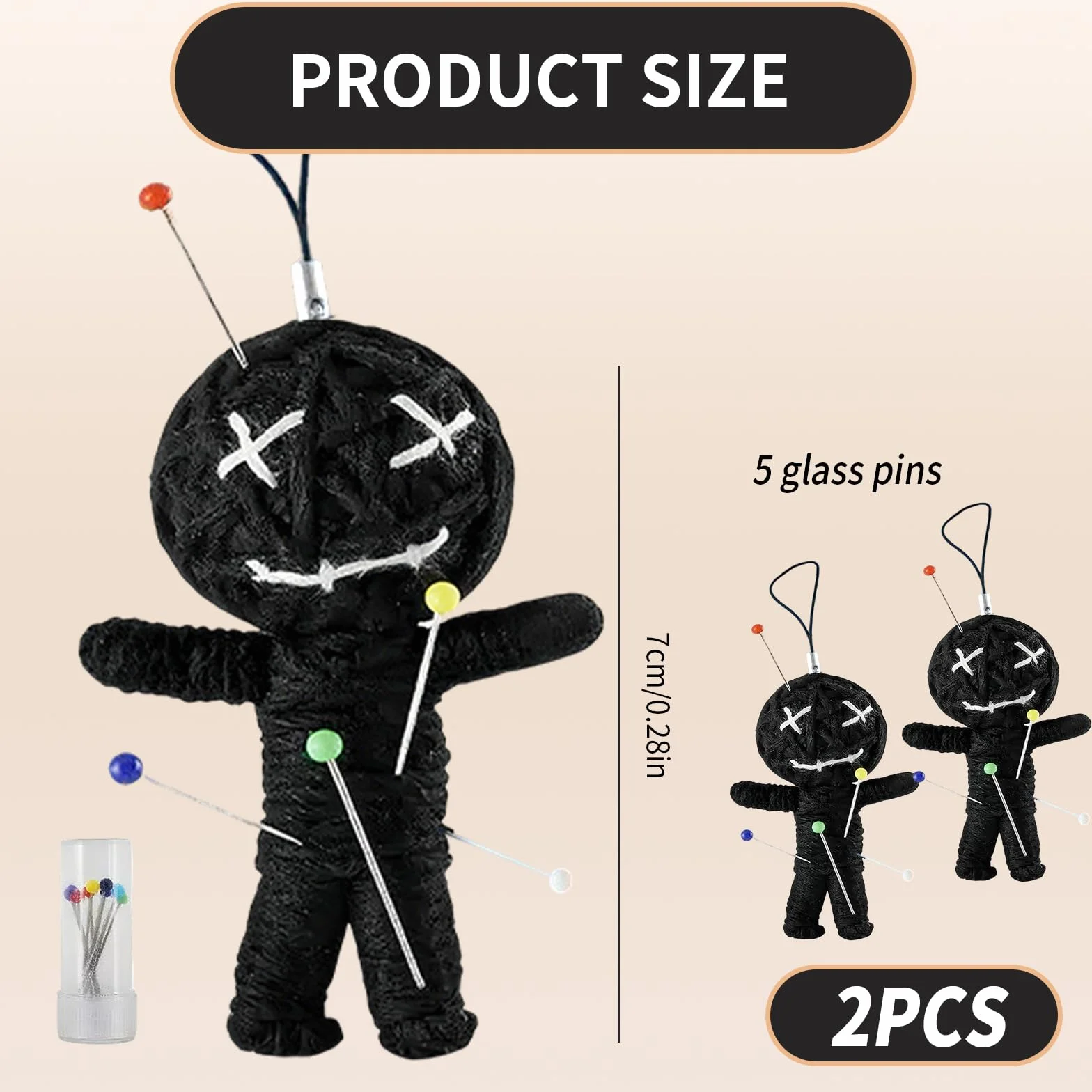 2-częściowy zestaw lalek voodoo z igłą pudełko na prezent i instrukcja, lekarstwo żart prezent dla kolegów i wyższych w biurze, na pożegnanie stresu, biuro, uniwersytet, nauka