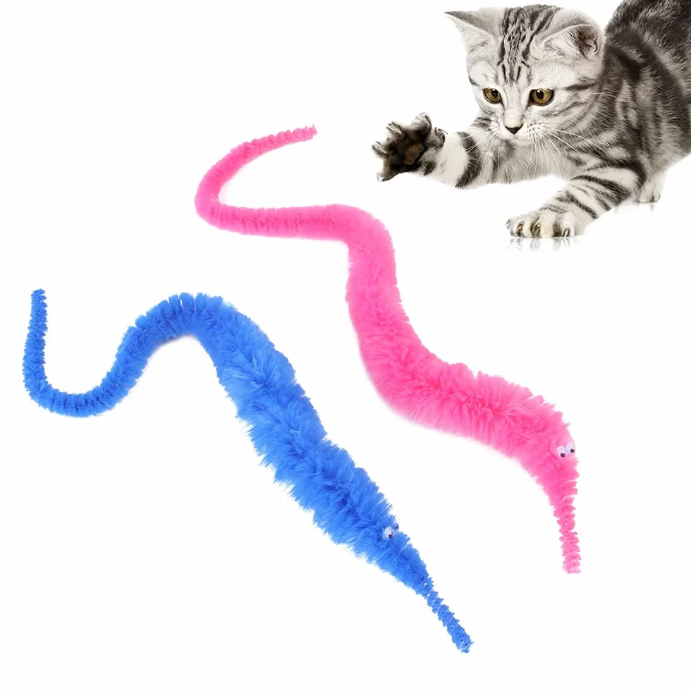 Robak na sznurku Wiggly Magic Twisty Toys Kolorowe rozmyte robaki dla dzieci i kota