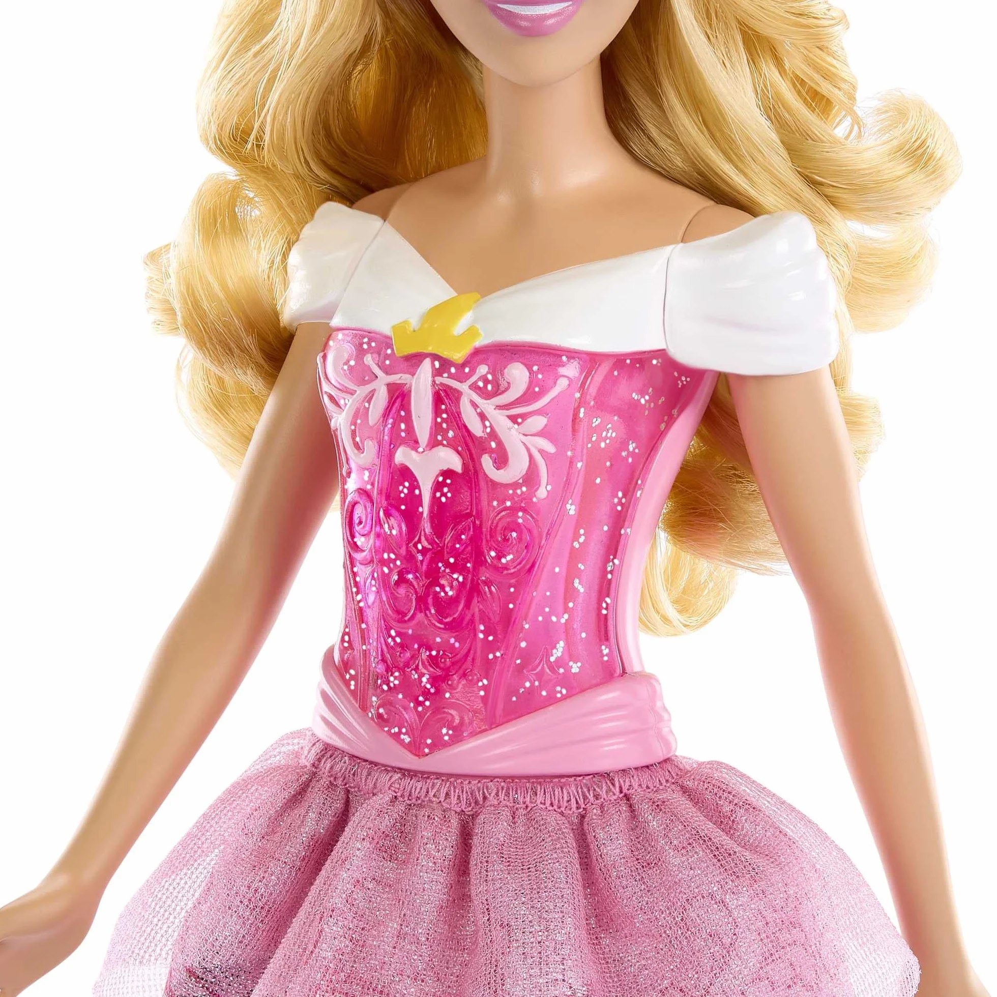 Mattel Księżniczka Disneya Aurora Lalka z punktami zgięcia, błyszczącym ubrankiem i akcesoriami inspirowanymi filmem Disneya, prezent dla dzieci HLW09