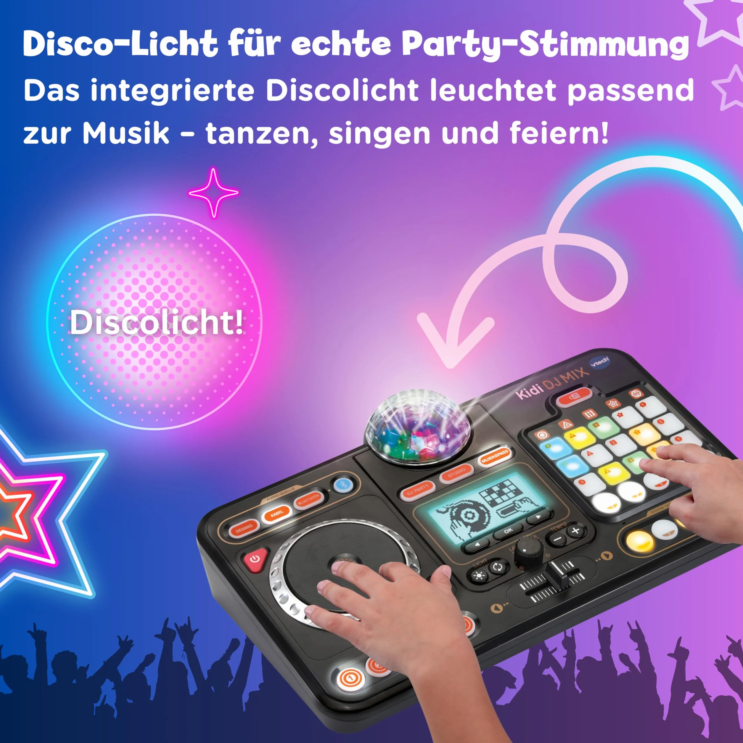 VTech Kidi DJ Mix mikser 10 w 1 dla DJ z pokrętłem i wieloma efektami do edycji muzyki – dla dzieci w wieku 6-12 lat