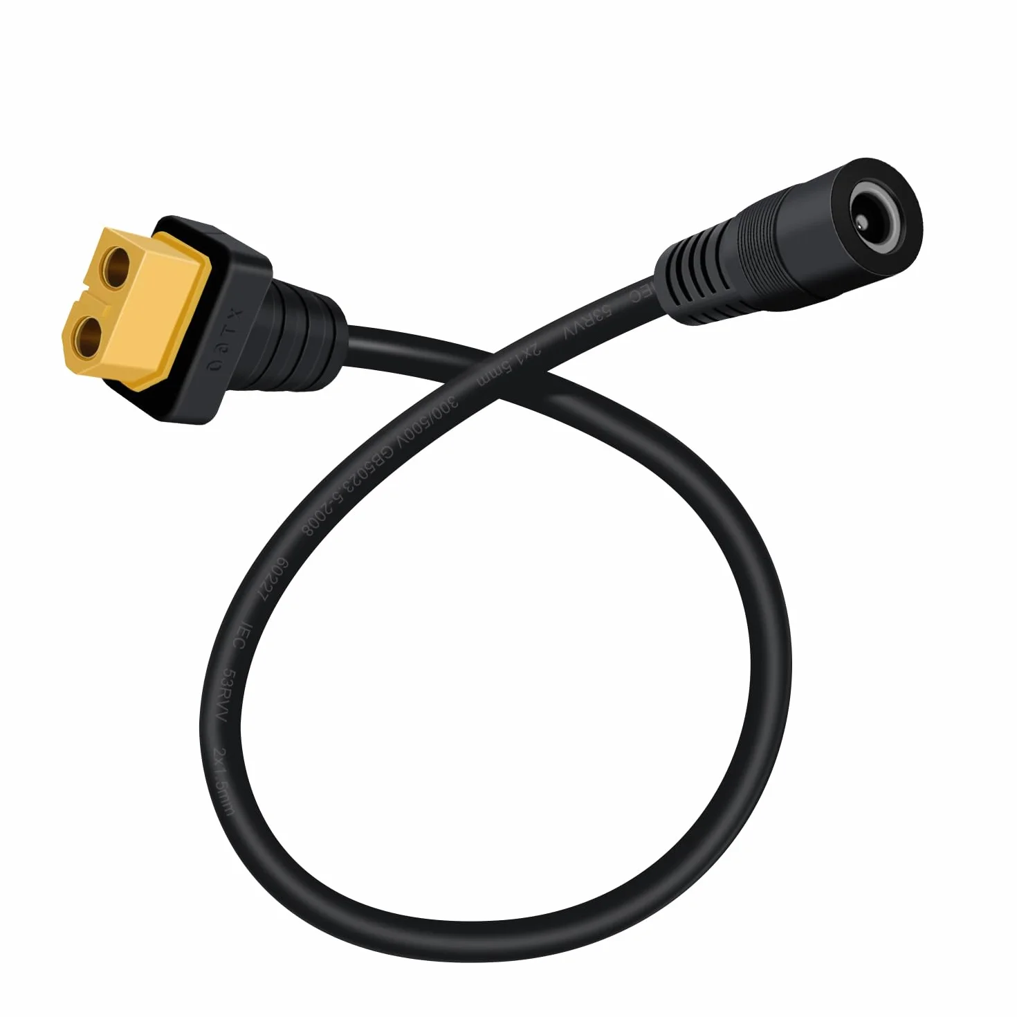 XT60 na DC5521 Kabel Przejściowy Wtykiem na Gniazdo DC 5,5 x 2,1 mm Kabel ładujący z Wtykiem XT60 Gniazdo 30 cm (Gniazdo DC)