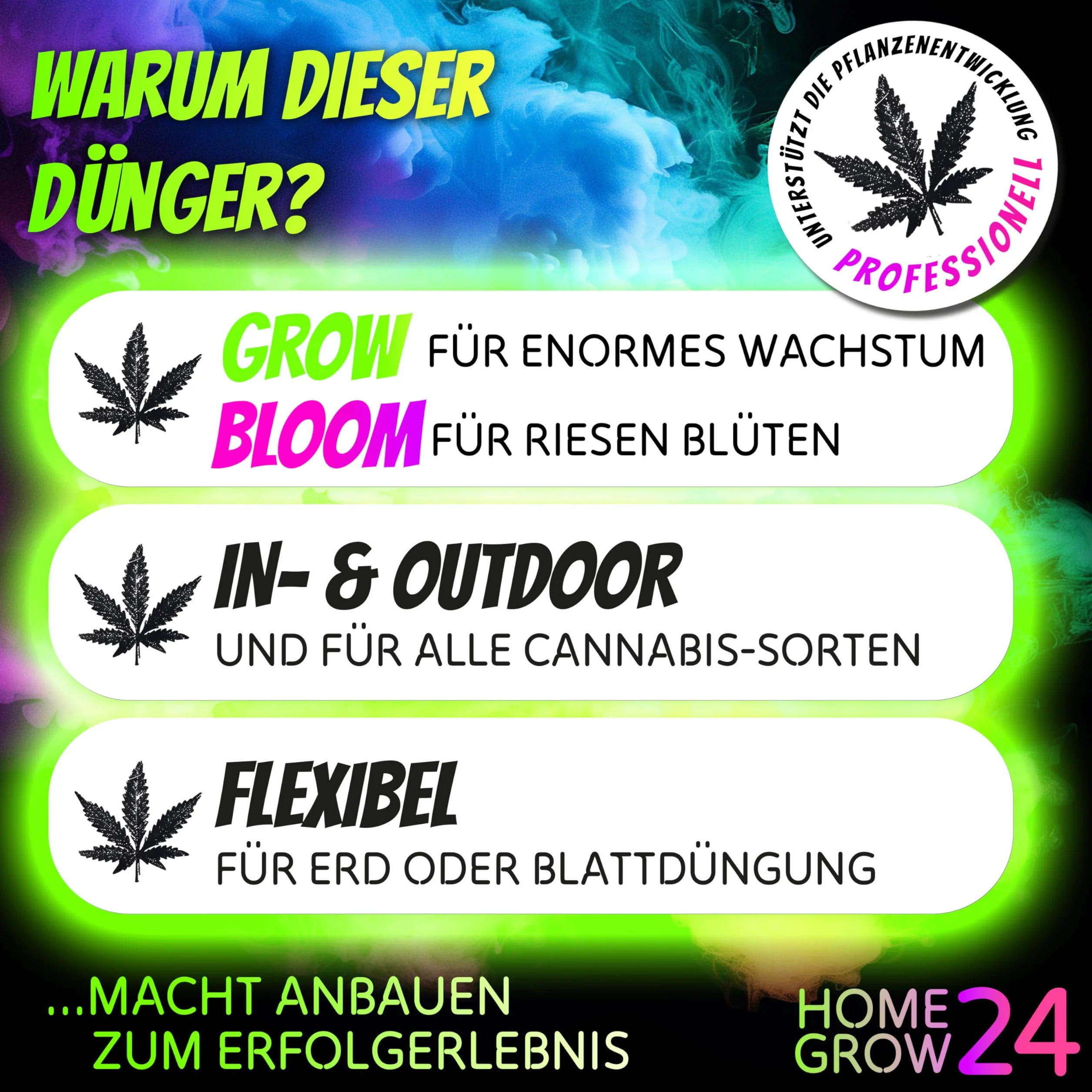 Homegrow24 Mleko konopne Duo Grow & Bloom Zestaw startowy 2x250 ml do uprawy roślin konopi