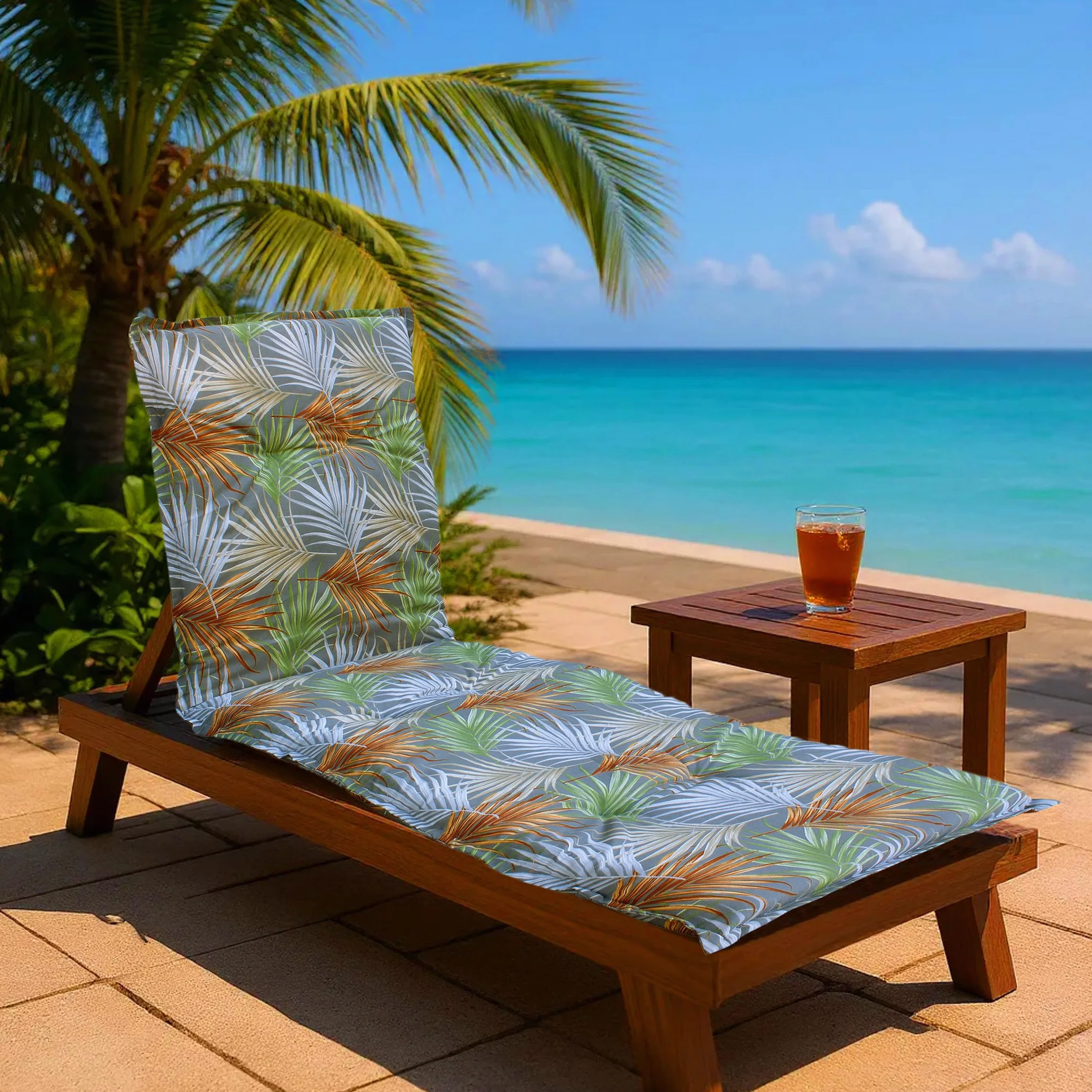 Spetebo Poduszka na leżaki 190 x 60 cm liście palmy uniwersalna ogrodowa