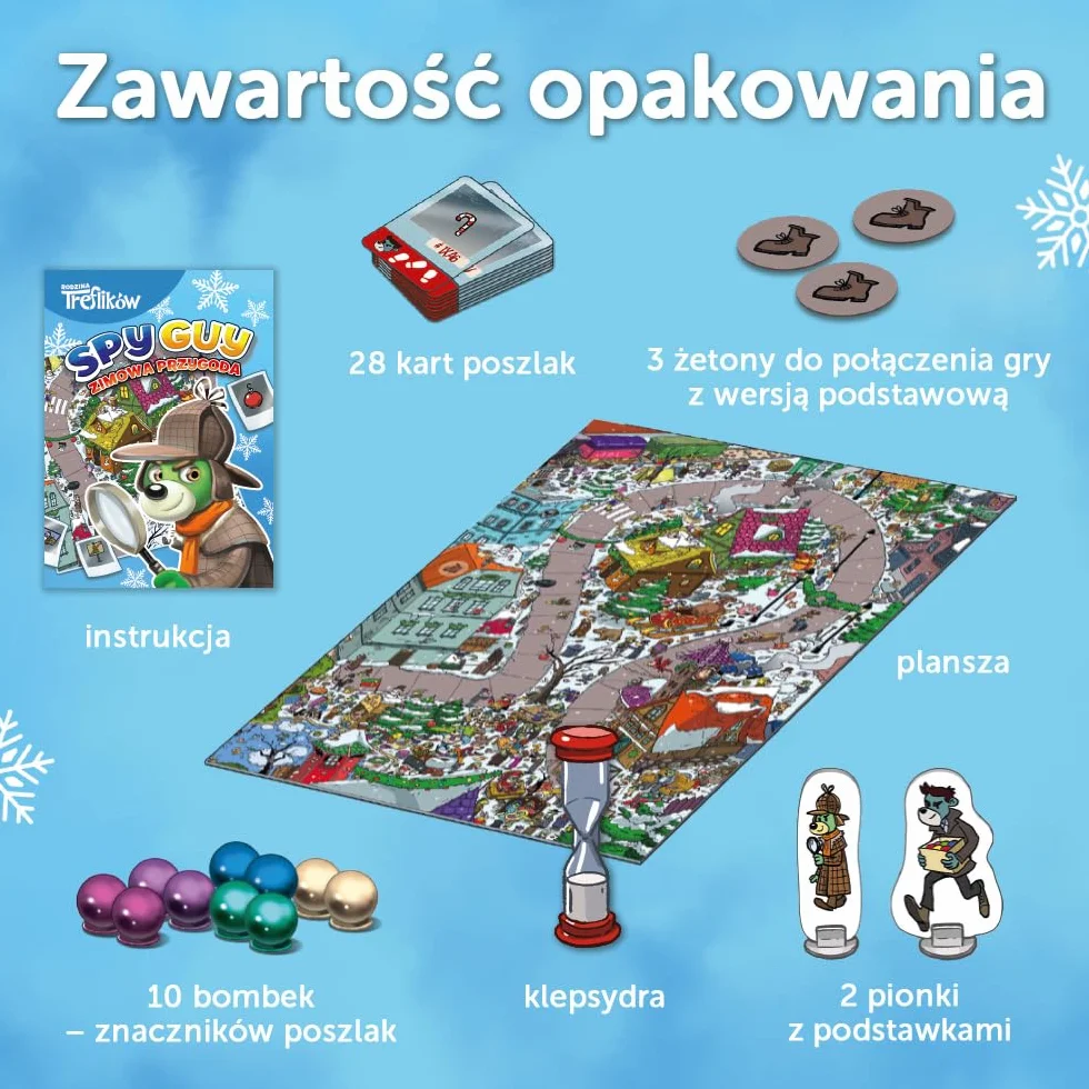 Trefl - Spy Guy Zimowa Przygoda - Kooperacyjna Gra Detektywistyczna, Rodzinna Gra Planszowa, Szukaj Dowodów i Złap Przestępcę, Rysunkowa Plansza Miasta, Familijna Gra dla Dorosłych i Dzieci od 5 lat