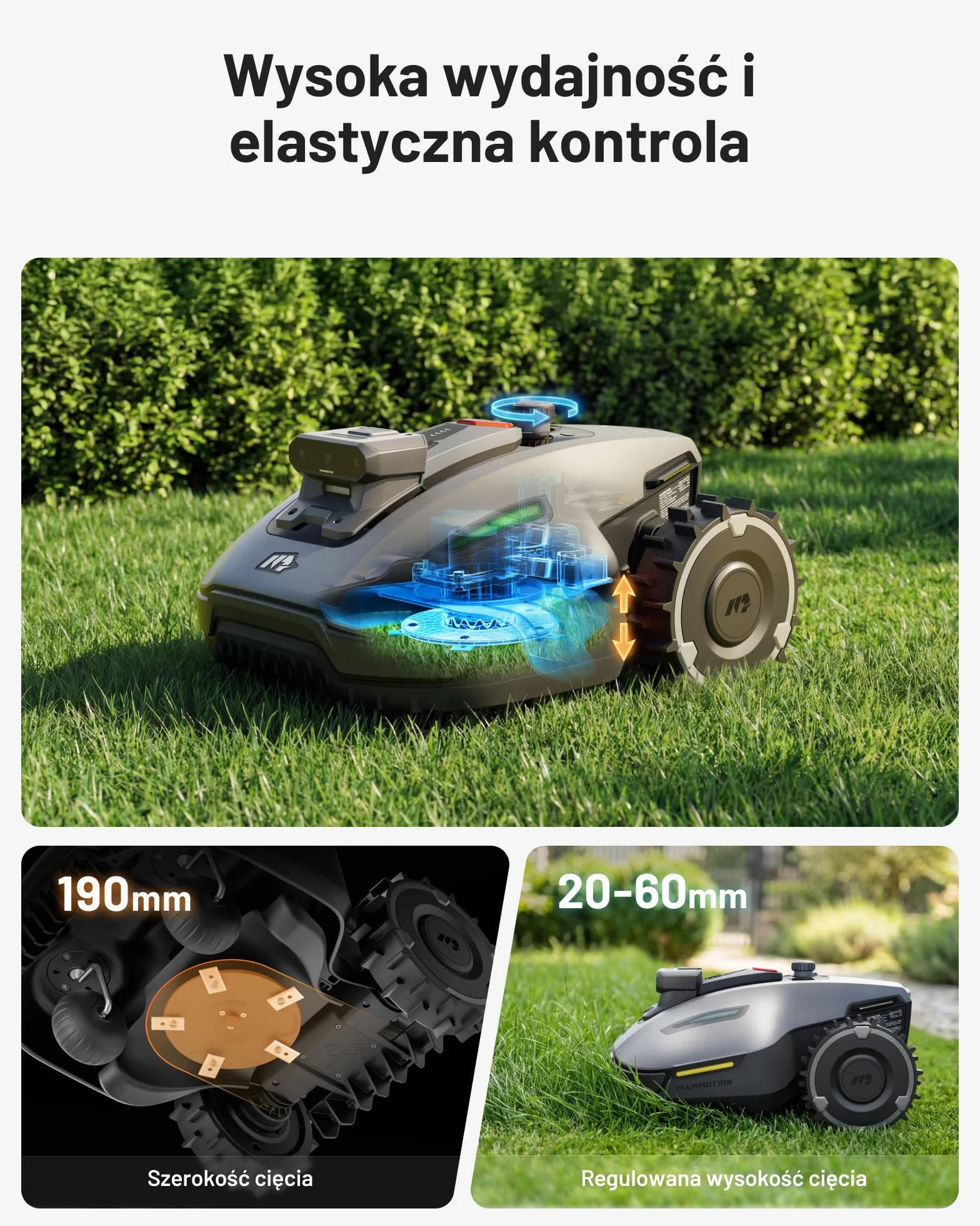MAMMOTION YUKA mini 2 500 Robot Koszący z Garażem, 500 m², AI Trójkamerowa Obróbka Obrazu, Automatyczna Kartografia, DropMow