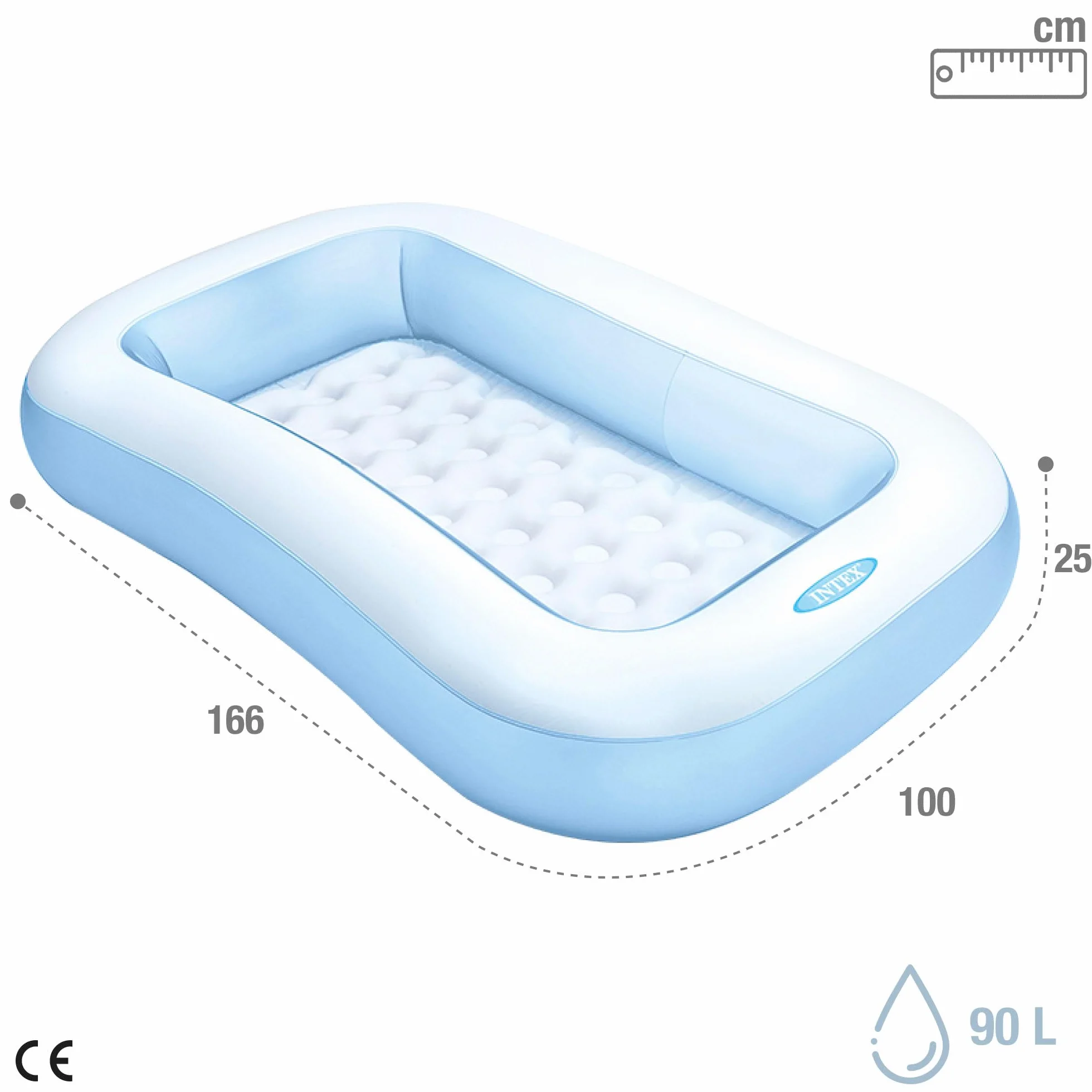 Intex 57403NP Rectangular Baby Pool Basen Ogrodowy, Wielokolorowy, 166 x 100 cm x 25 cm