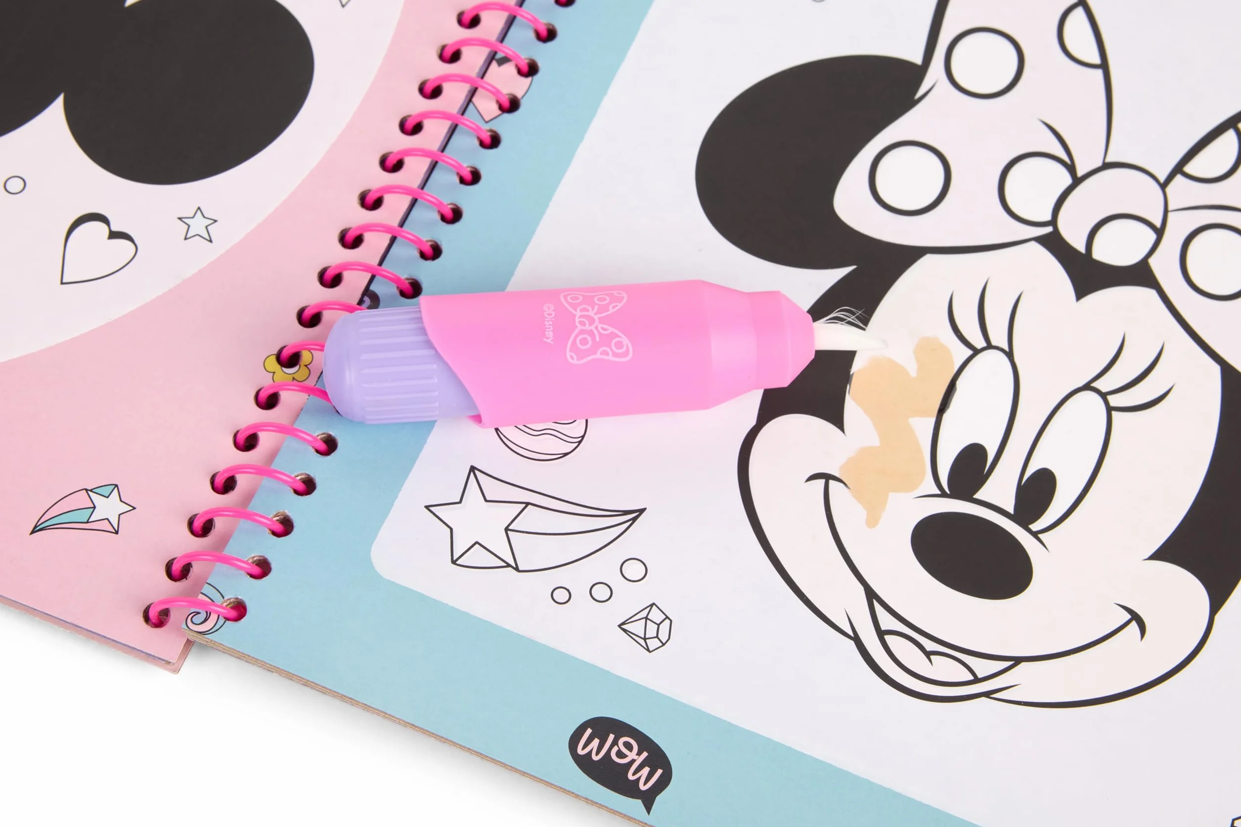 Disney Minnie Mouse kolorowanka z wodą, kolorowanka wodna wielokrotnego użytku dla dzieci od 3 lat, z długopisem wodnym do ponownego napełnienia, 12 stron do pokolorowania, prezent z Myszką Minnie i