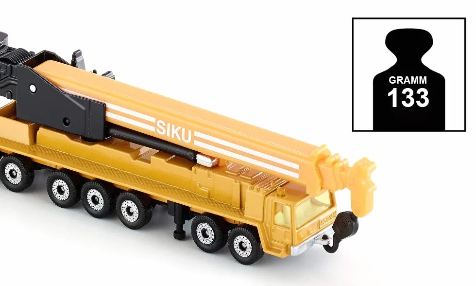 Siku 1623, Mega Lifter Dźwig samojezdny, Metal,Tworzywo sztuczne, Żółty, Teleskopowe ramię dźwigu, Podpory stabilizujące