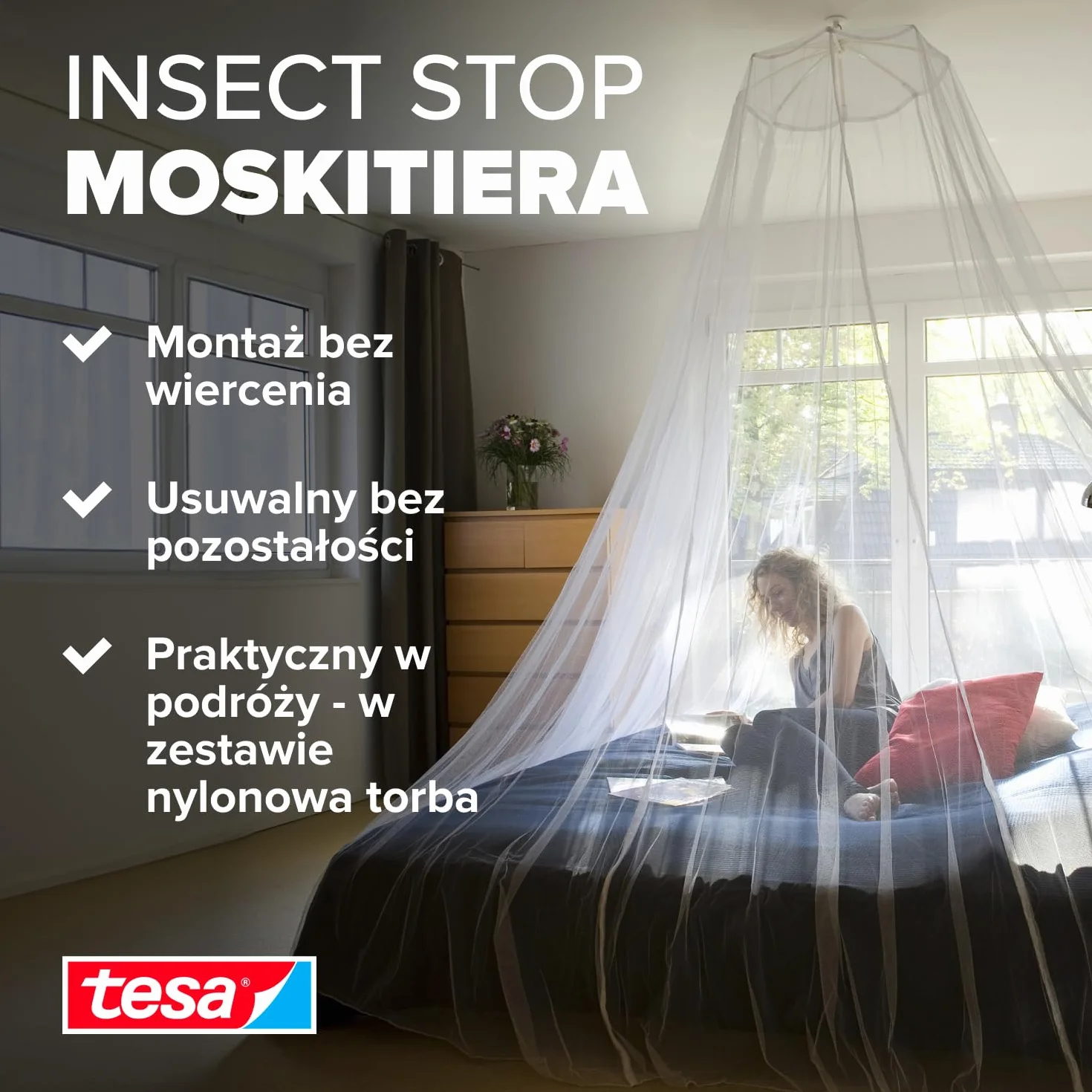 tesa Insect Stop Comfort Moskitiera na Łóżko 125 x 250 cm Biała