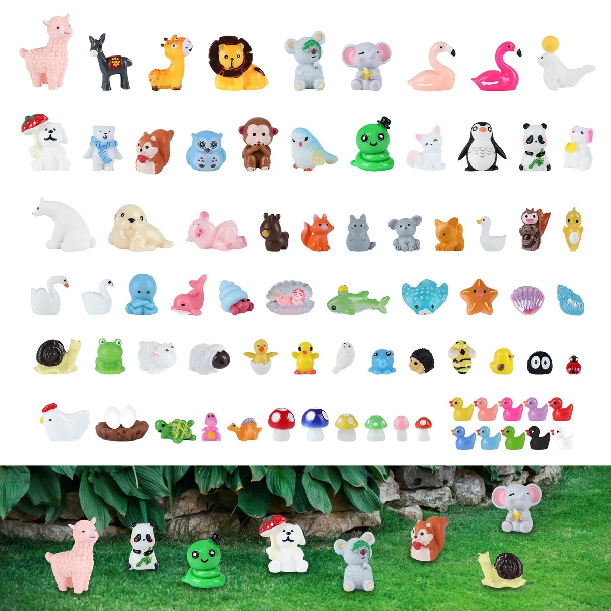 100 sztuk mini figurek zwierzęcych z żywicy, zestaw zabawek, ornamenty, kaczka, lew, słoń, łoś, dinozaury, miniaturowe figurki, krajobraz, akwarium, prezent urodzinowy, dekoracja tortu dla chłopców i