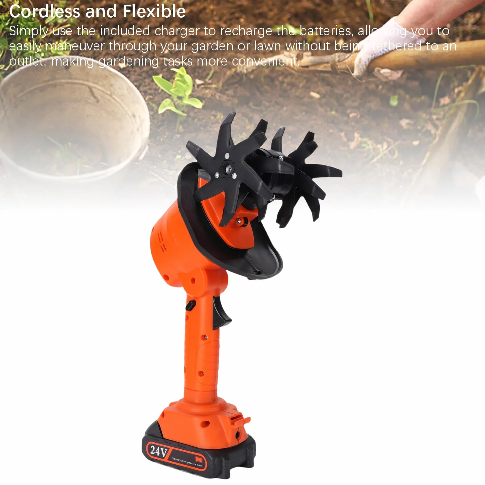 Rototiller Ogrodowy 235r/min Bateria Elektryczny Ręczny Kultywator Mini Uprawa Gleby (wtyczka UE)