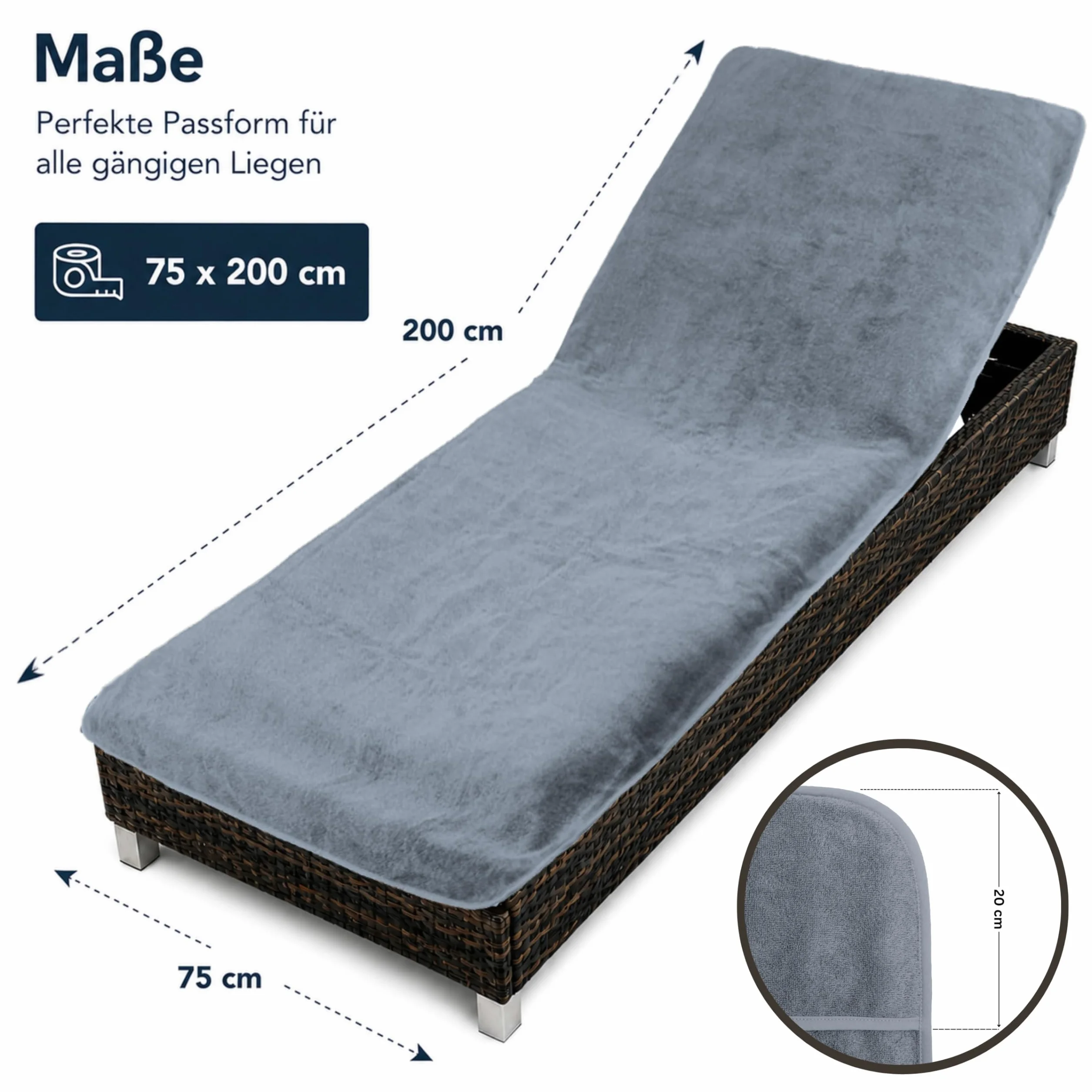 Brandsseller Pokrowiec ochronny na leżak ogrodowy 75 x 200 cm szary