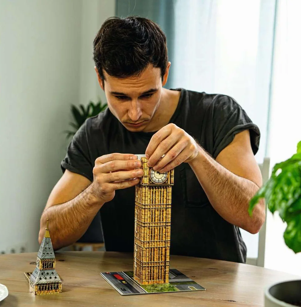 Ravensburger Puzzle 3D 12588 Ravensburger Big Ben 216 Elementów Puzzle 3D Budynki Nocą (12588) Dla Dzieci I Dorosłych. Technologia Easy Click - Każdy Element Pasuje Idealnie,Czarny,Taille Unique