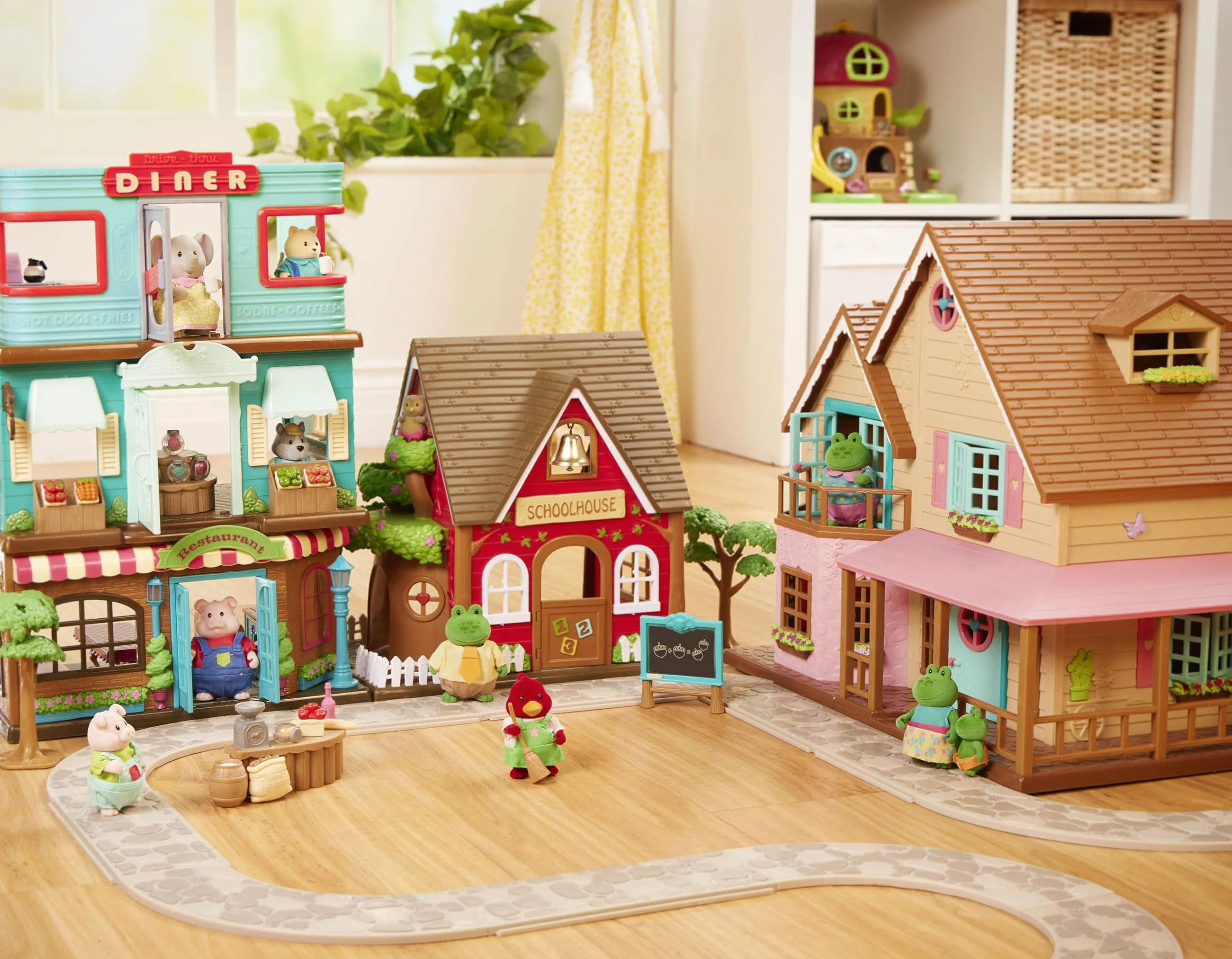 Li'l Woodzeez Rodzina królików Hoppingood - 5-częściowy zestaw zabawek z miniaturowymi figurkami zwierząt i bajką - zabawki i akcesoria dla dzieci w wieku od 3 lat