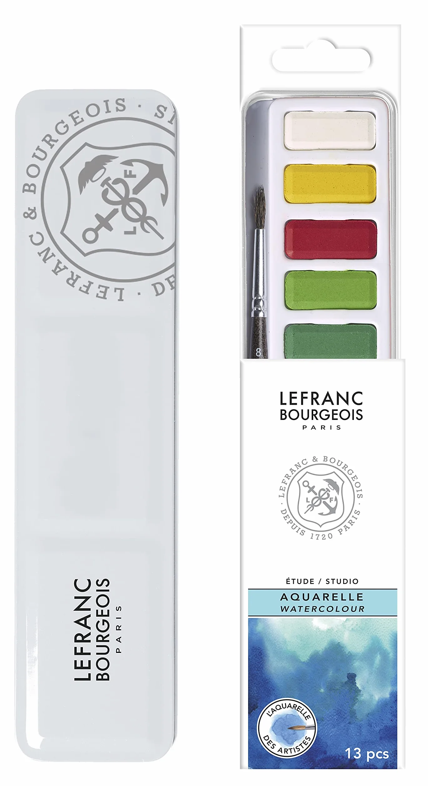 Lefranc & Bourgeois 301444 zestaw akwarelowy z 12 mocnymi farbami akwarelowymi studyjnymi, wysokiej jakości farby akwarelowe o doskonałej odporności na światło, przezroczystości, blasku – 12 kolorów,