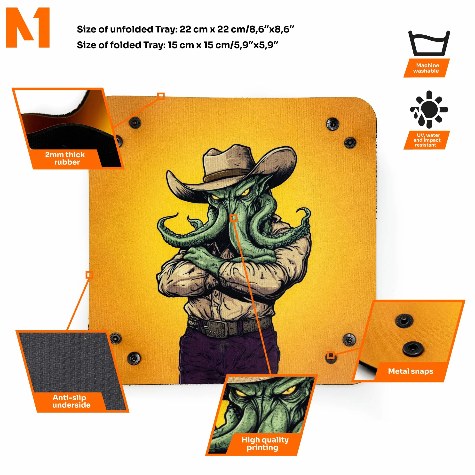 Tacka na kości do gier planszowych i RPG 22 x 22 cm - Cowboy Cthulhu