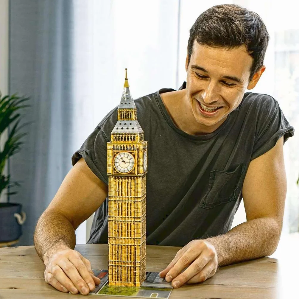 Ravensburger Puzzle 3D 12588 Ravensburger Big Ben 216 Elementów Puzzle 3D Budynki Nocą (12588) Dla Dzieci I Dorosłych. Technologia Easy Click - Każdy Element Pasuje Idealnie,Czarny,Taille Unique