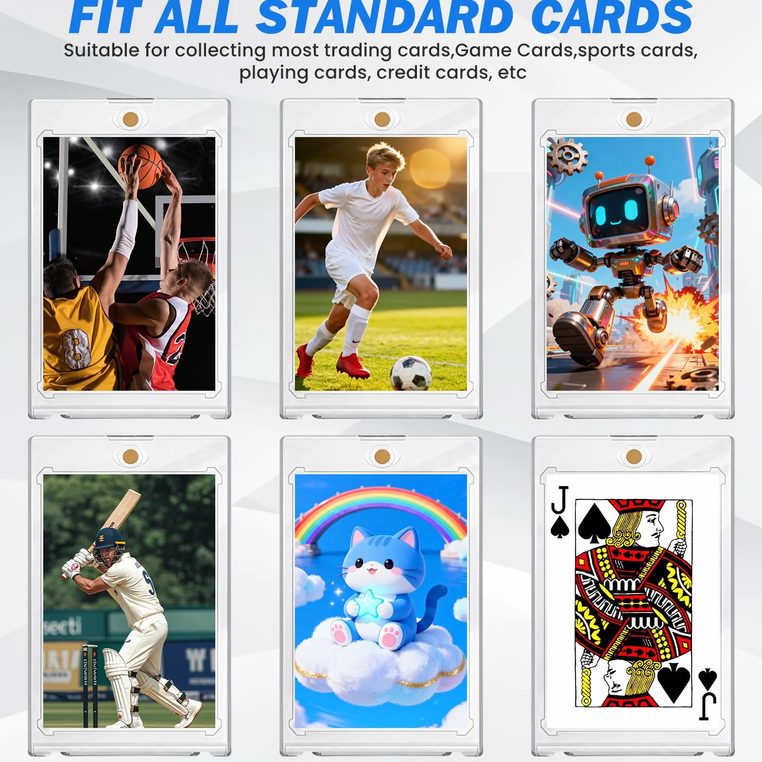 Zorplex 16 Sztuk Magnetycznych Uchwytów na Karty, 35 PT Twarde Etui na Kartys Trading Card Holder z Ochroną Uv, Przezroczyste Etui magnetyczne karty do gier, Standardowe Kartys Sportowe