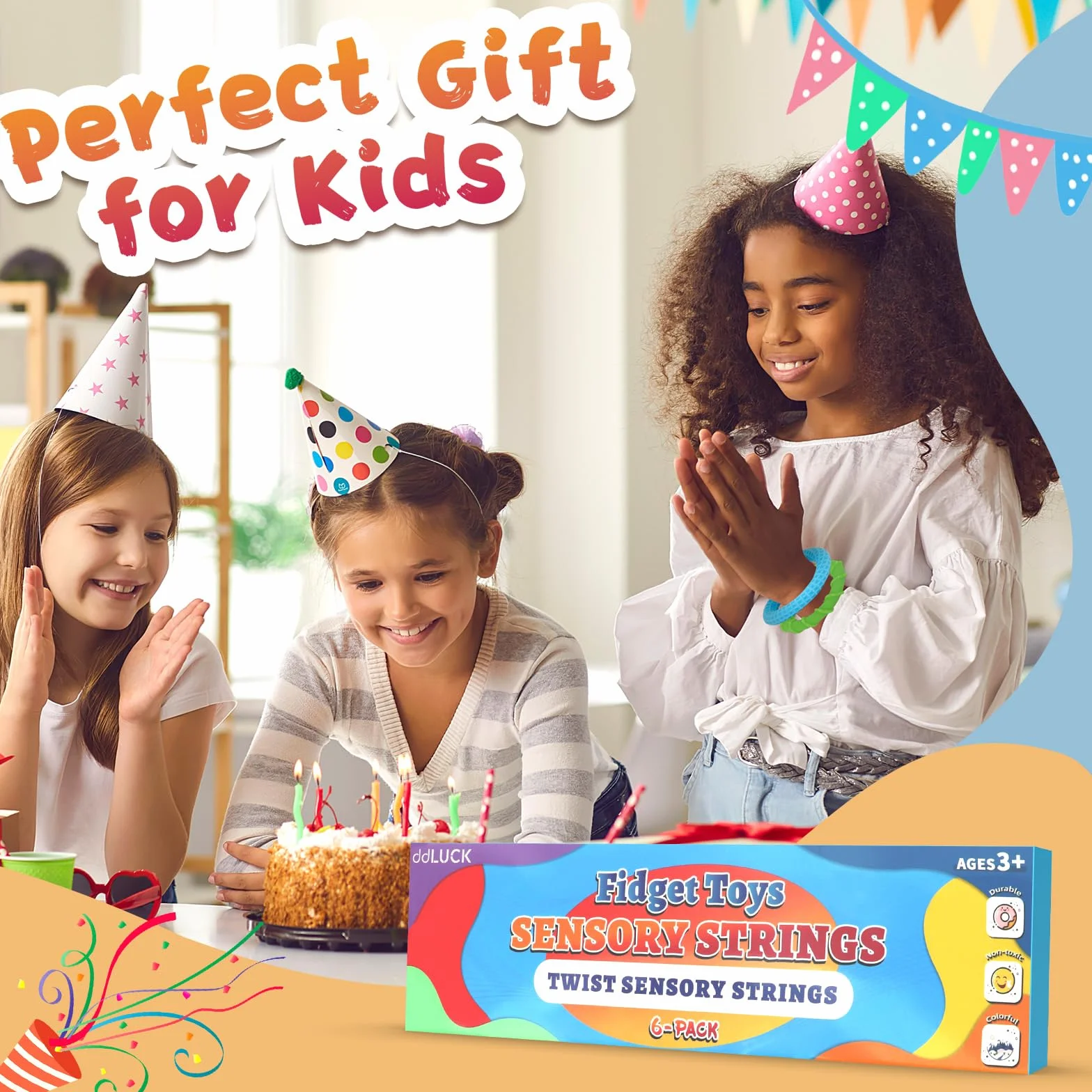 ddLUCK Fidget Toys Silikon Sensory Stick, sensoryczne zabawki dla osób z ADHD, antystresowe, autyzm, redukcja stresu, sensoryczne zabawki podróżne dla dzieci od 3 lat i dorosłych (6 szt.)