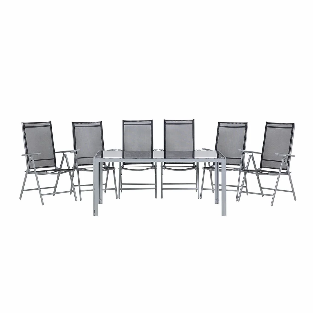 Zestaw mebli ogrodowych stół jadalniany 6 krzeseł aluminium czarny Catania