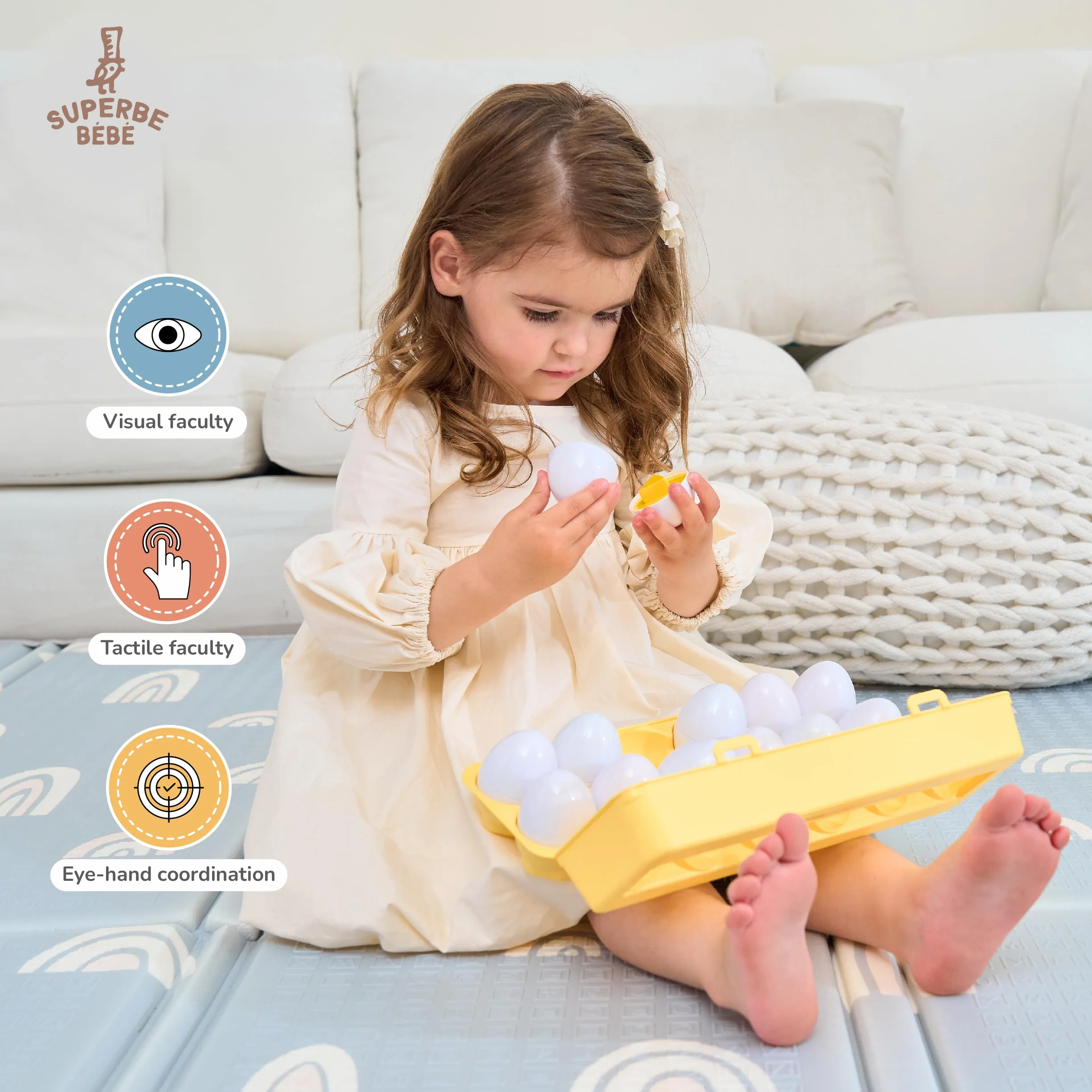 SUPERBE BEBE Zestaw Montessori dla niemowląt i dzieci Różne jajka plastikowe pasujące do kształtów i kolorów, zabawka edukacyjna wczesna edukacyjna zabawka edukacyjna dla dzieci 3 lata przebudzenie