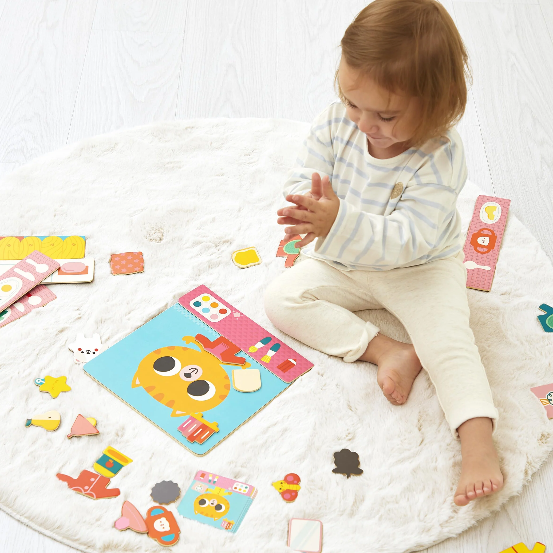 Janod Magnetyczna gra rutynowa i rytualna organizuje codzienne życie-7 kart Model edukacyjny-1 tablica magnetyczna - 30 magnesów - od 2 lat, J05446