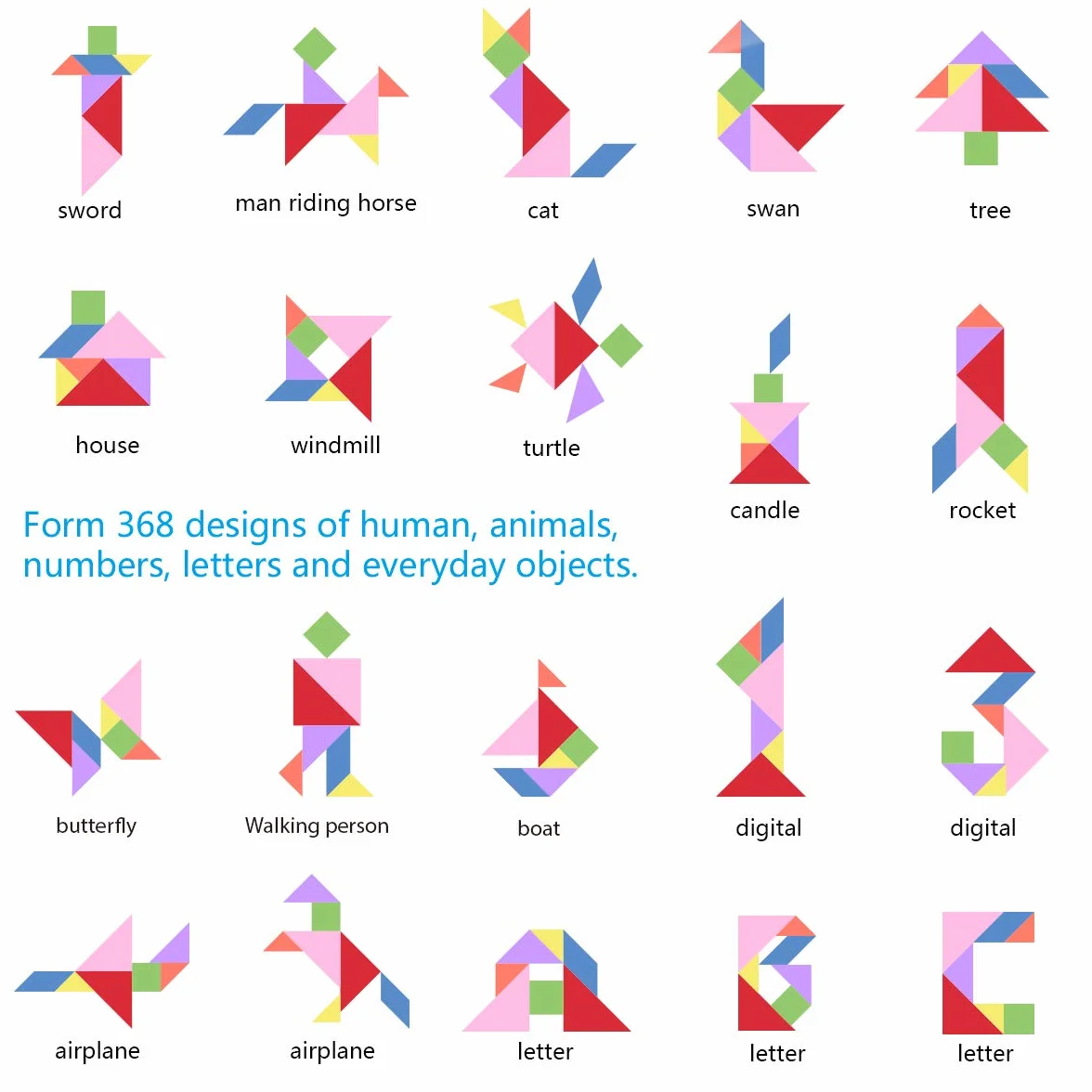 Coogam Podróżne Puzzle Tangram z 3 zestawami magnetycznych Tangram - Gry z kształtami do rozkroju na podróż drogową z rozwiązaniem - Książka IQ, edukacyjna zabawka, łamigłówka mózgowa, prezent dla