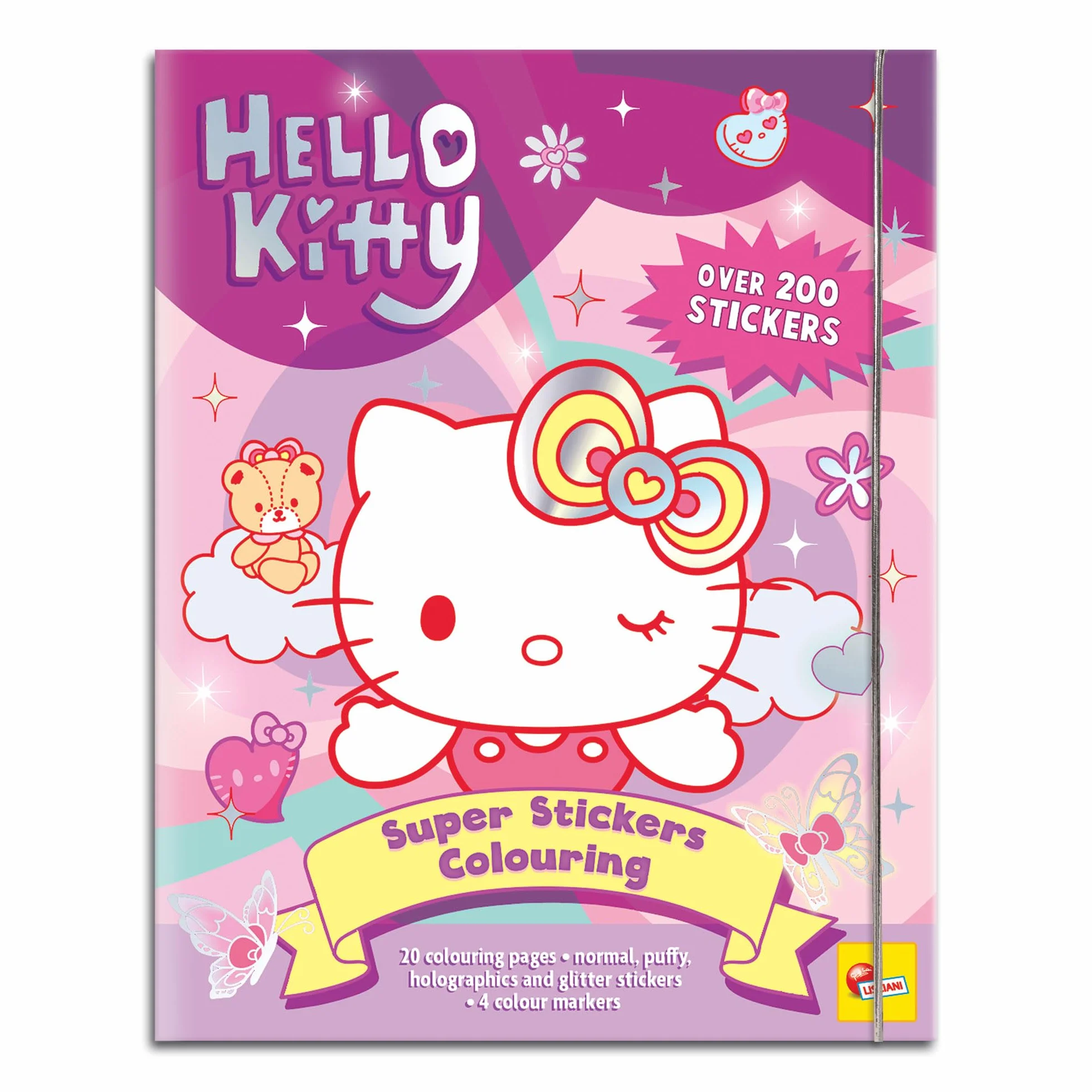 Lisciani HELLO KITTY AND FRIENDS naklejka i kolorowanka dla dzieci 5+ zestaw kreatywny 200 naklejek 4 strony