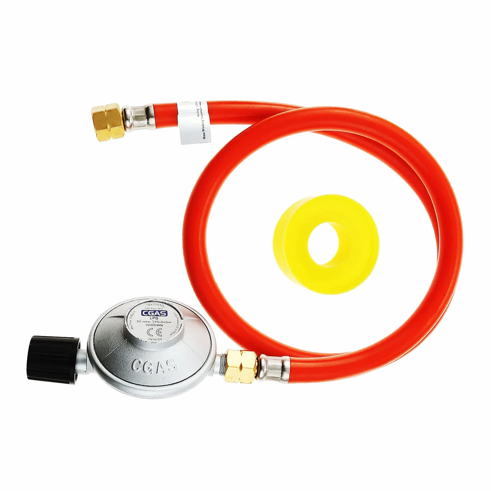 DRELD Regulowany regulator 50 mbar z wężem 80 cm, gwint 1/4" i 7/16" do grilla gazowego