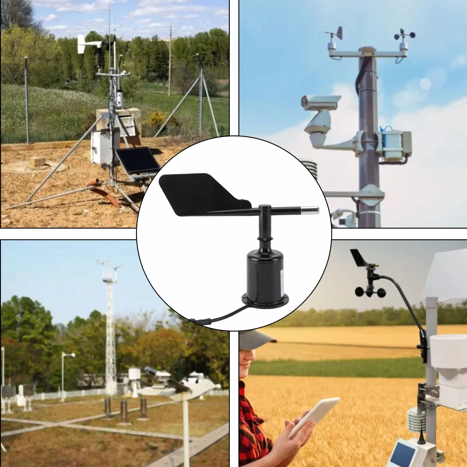 Nadajnik Czujnika Kierunku Wiatru 360° ABS Anemometr Wiatromierza do Szklarni Ogrodowych Przemysłu Lotniczego