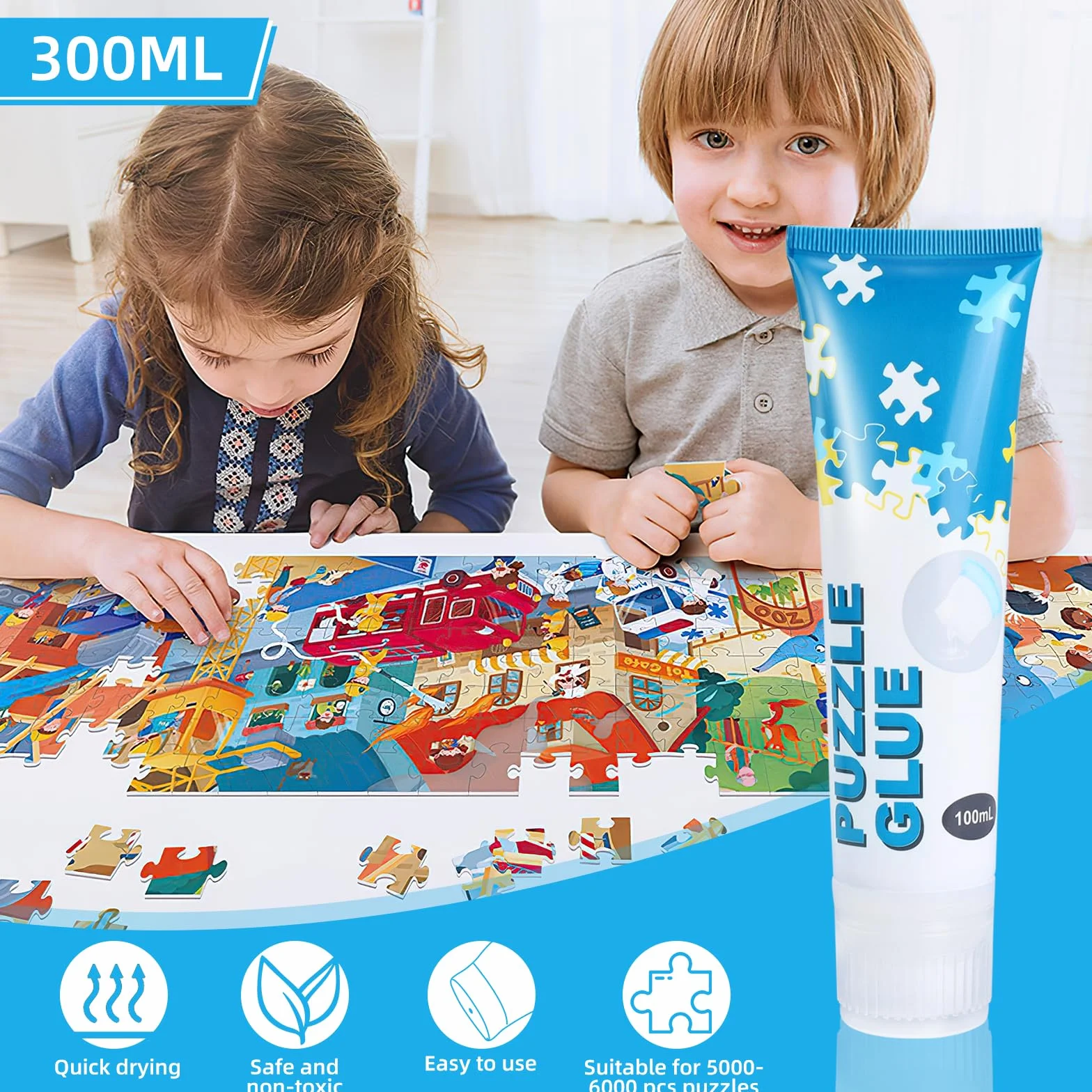 Klej do puzzli, 3 sztuki, przezroczysty klej do puzzli z aplikatorem, odpowiedni do mocowania i zawieszania puzzli - 300 ml