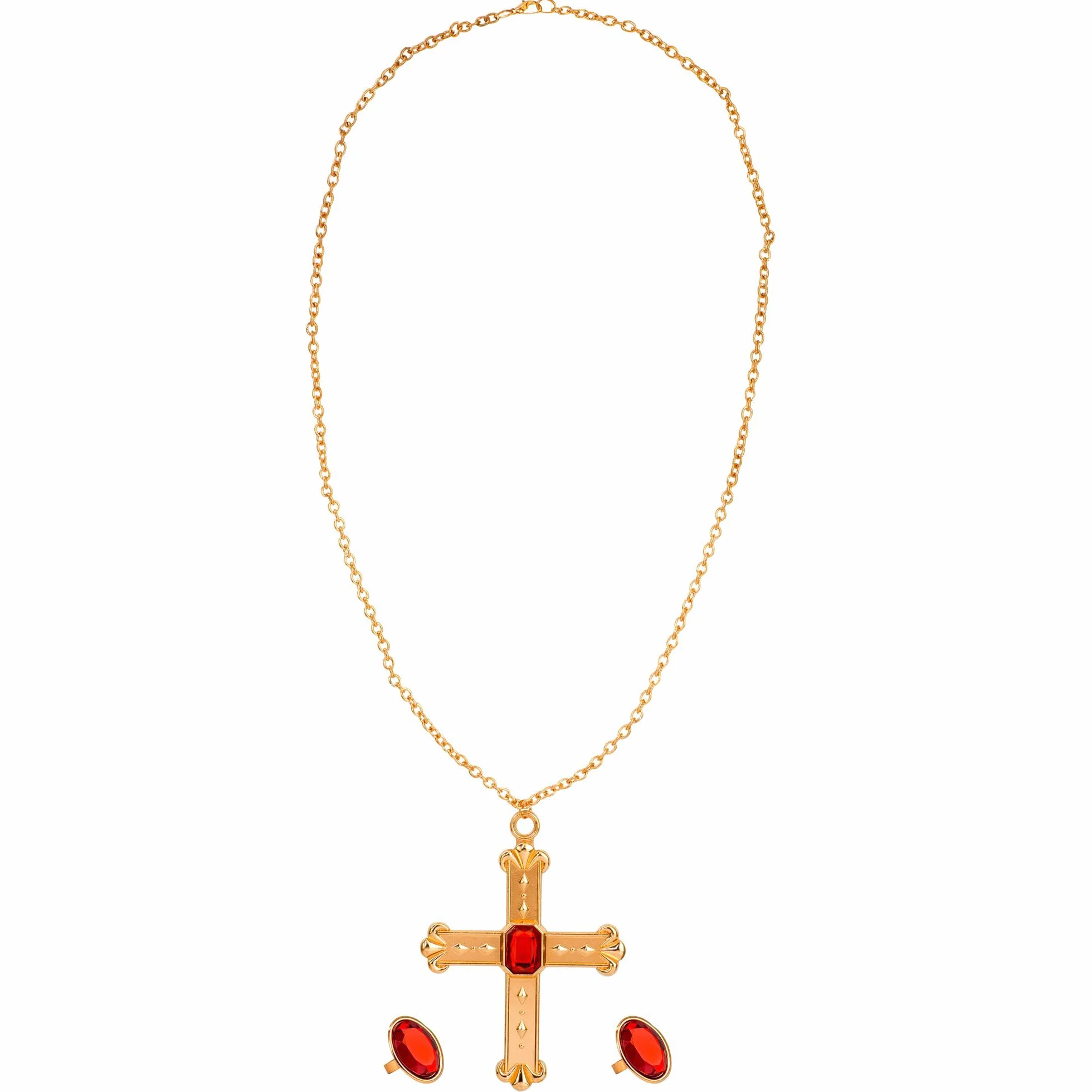 W WIDMANN MILANO Party Fashion - 3076C - Cardinals' set, necklace with cross and 2 rings, jewelry, clergy, themed party, carnival