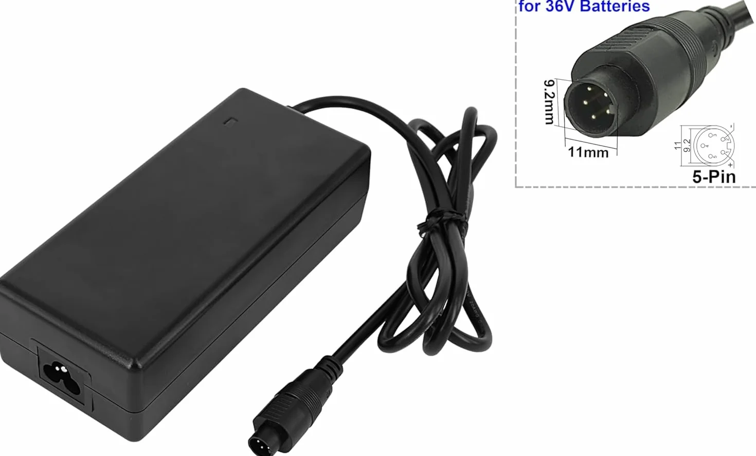 PowerSmart 42 V ładowarka zasilacz do akumulatora 36 V SSLC084V42M z wtyczką 5-pin do rowerów elektrycznych Pedelec