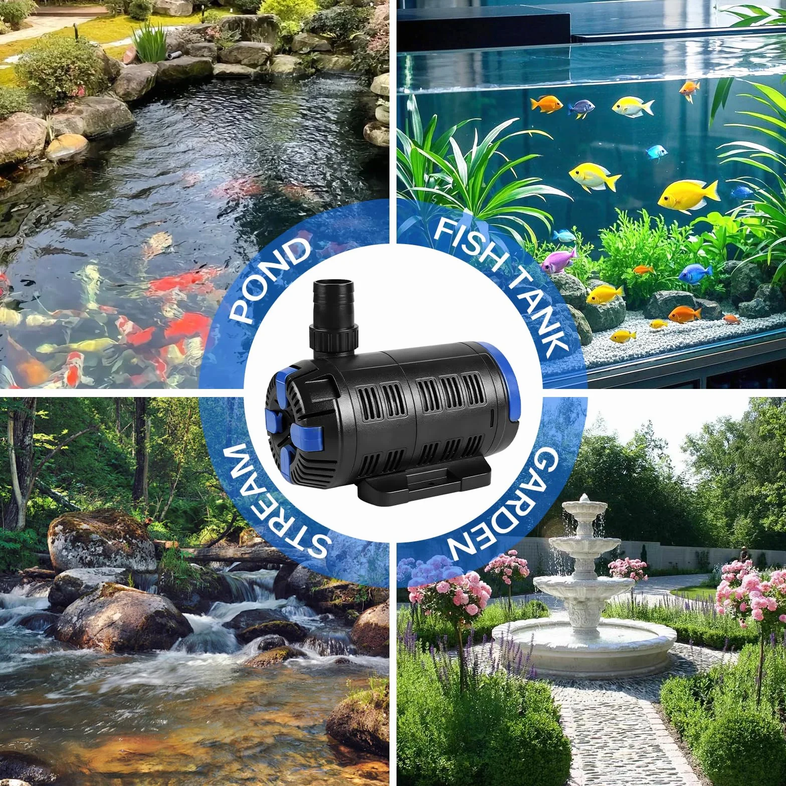 EXLECO Regulowana pompa do oczka wodnego 8000 l/h 18 W-80 W z wielofunkcyjnym kontrolerem