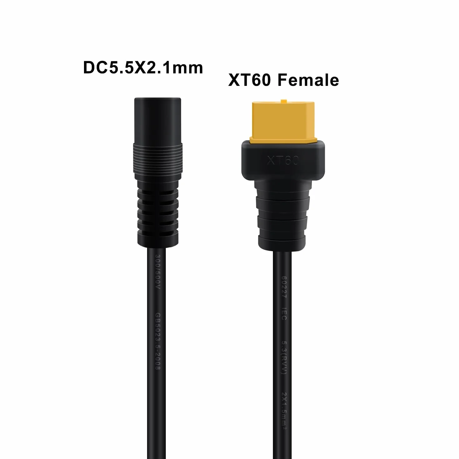 XT60 na DC5521 Kabel Przejściowy Wtykiem na Gniazdo DC 5,5 x 2,1 mm Kabel ładujący z Wtykiem XT60 Gniazdo 30 cm (Gniazdo DC)