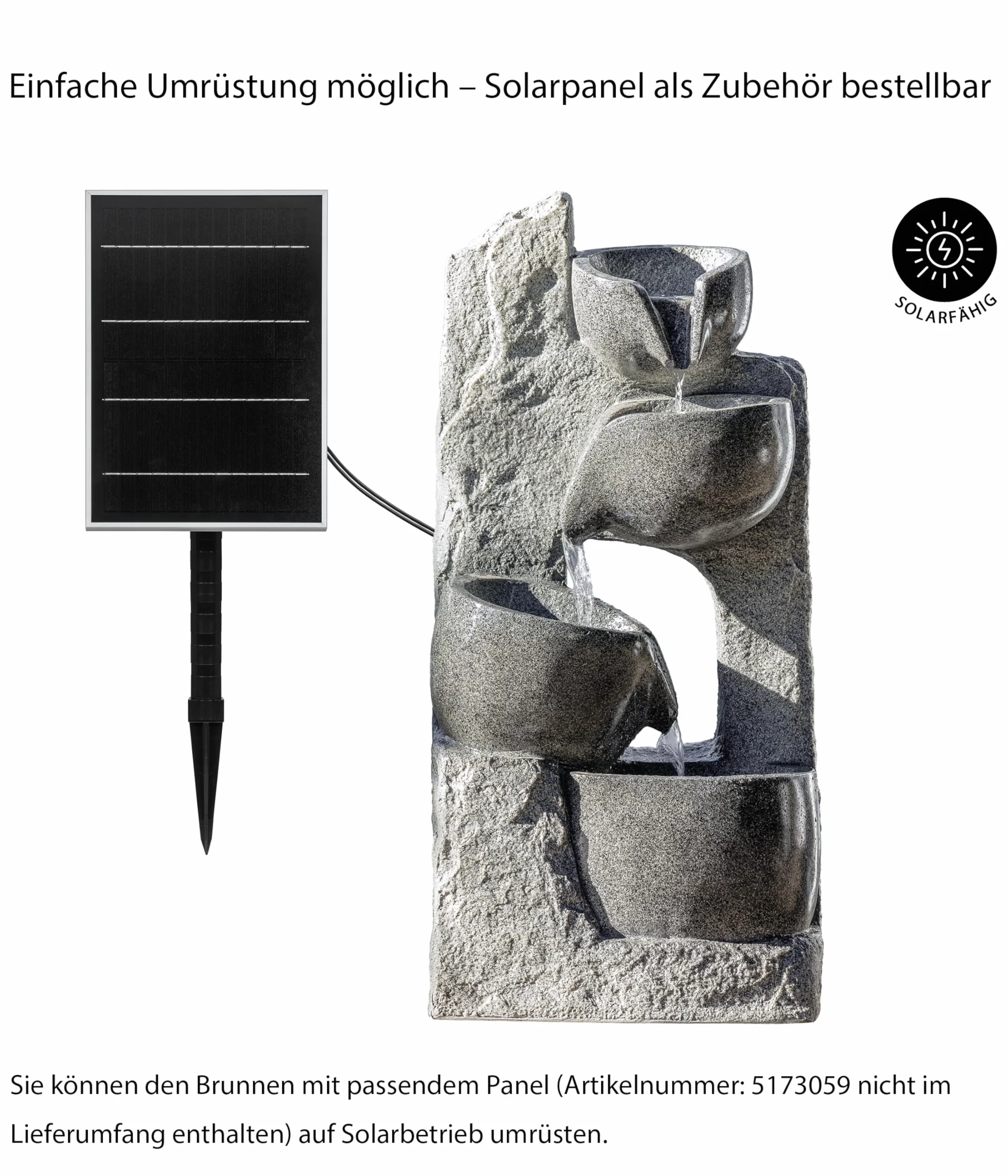 Dehner Fontanna ogrodowa Circ LED 89x29x44,3 cm żywica poliestrowa szara