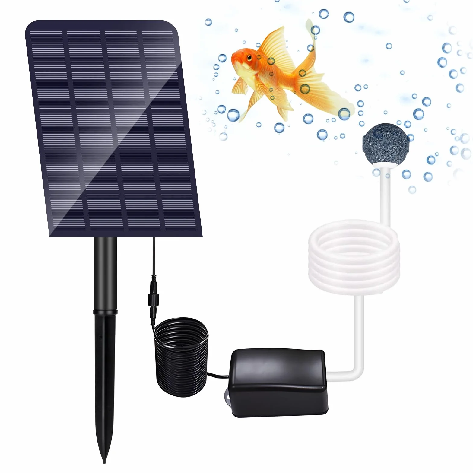 GuKKK Aerator solarny do basenu 2 W, pompa tlenowa z kamieniem powietrznym do stawów i akwarium