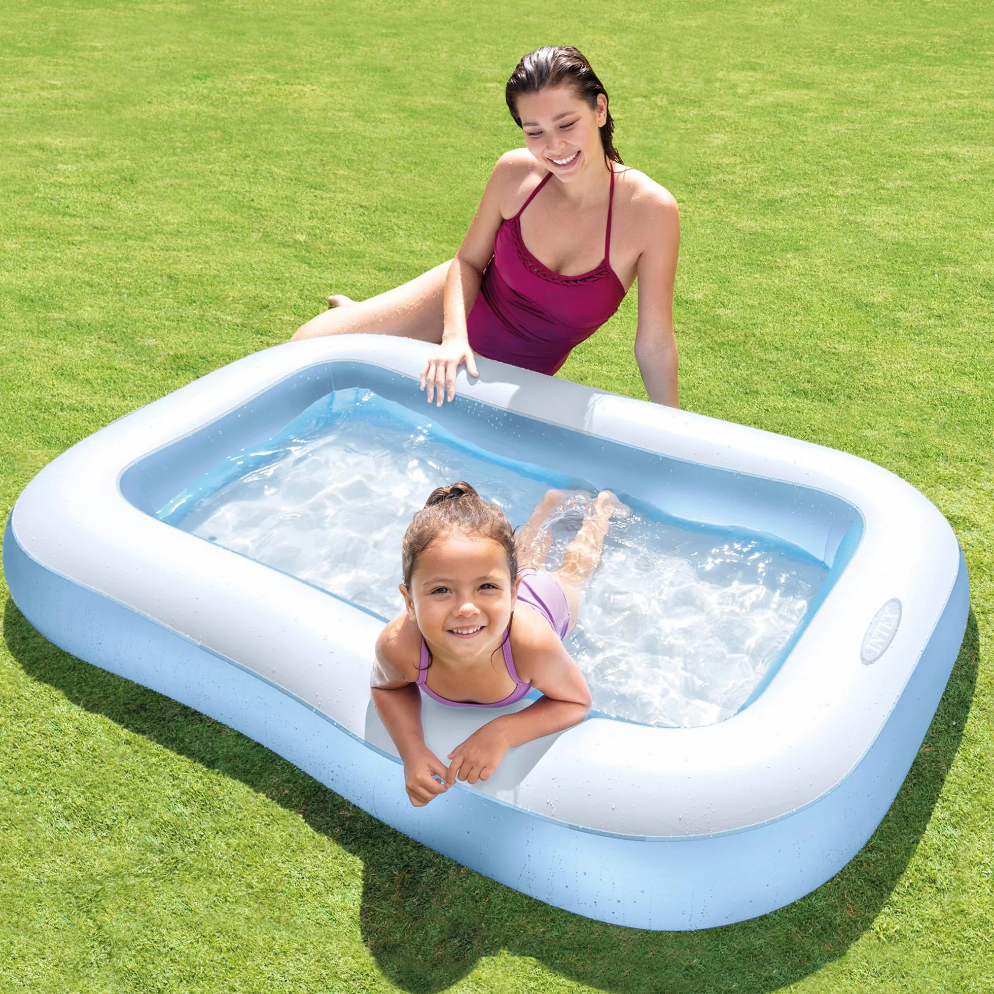 Intex 57403NP Rectangular Baby Pool Basen Ogrodowy, Wielokolorowy, 166 x 100 cm x 25 cm