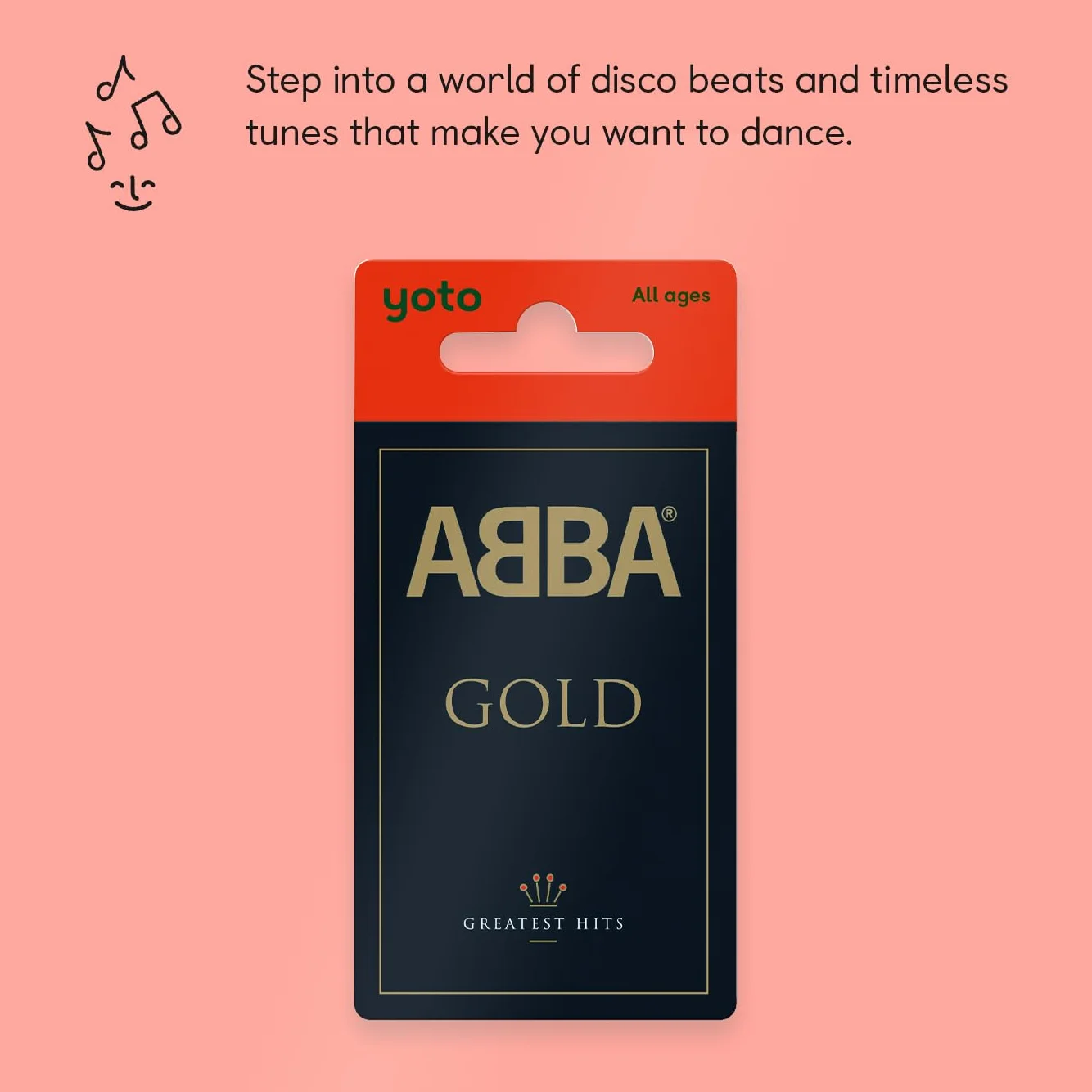 Yoto Abba Gold - Karta audio dla dzieci do użytku z graczem i mini wszystkim-w-1 odtwarzacz audio, ekran - bez słuchania z zabawną świąteczną muzyką na imprezy Playtime Travel & Holiday Party, dla