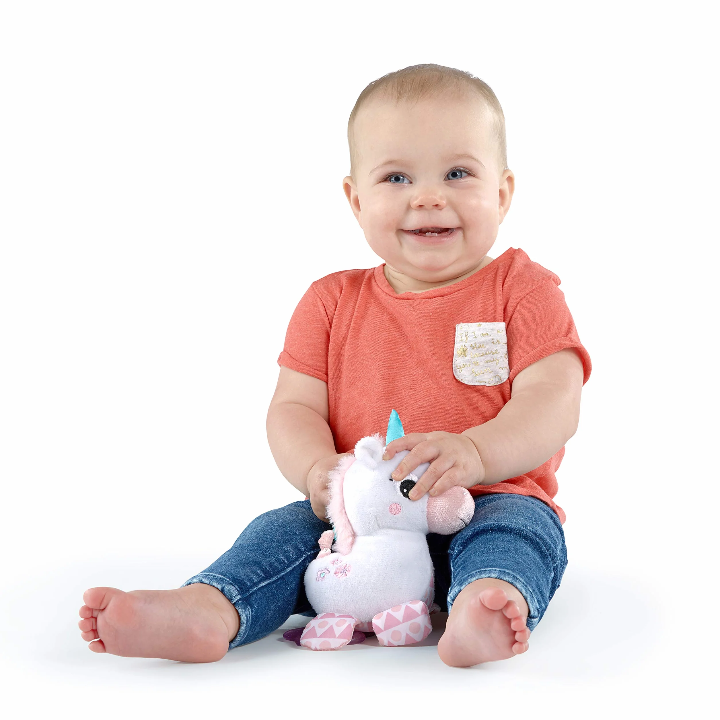 Bright Starts Jednorożec Sparkle & Shine Pluszowa zabawka do wózka lub nosidełka, wiek 0 miesięcy +, różowy
