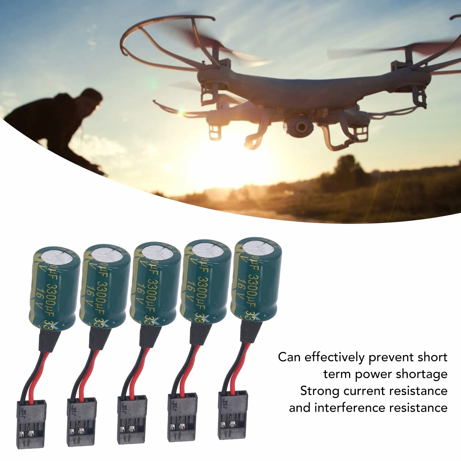 5 Sztuk RC Drone Napięcie Protector Duży Kondensator Odbiornik Napięcie Protector z Wtyczką do FUTABA