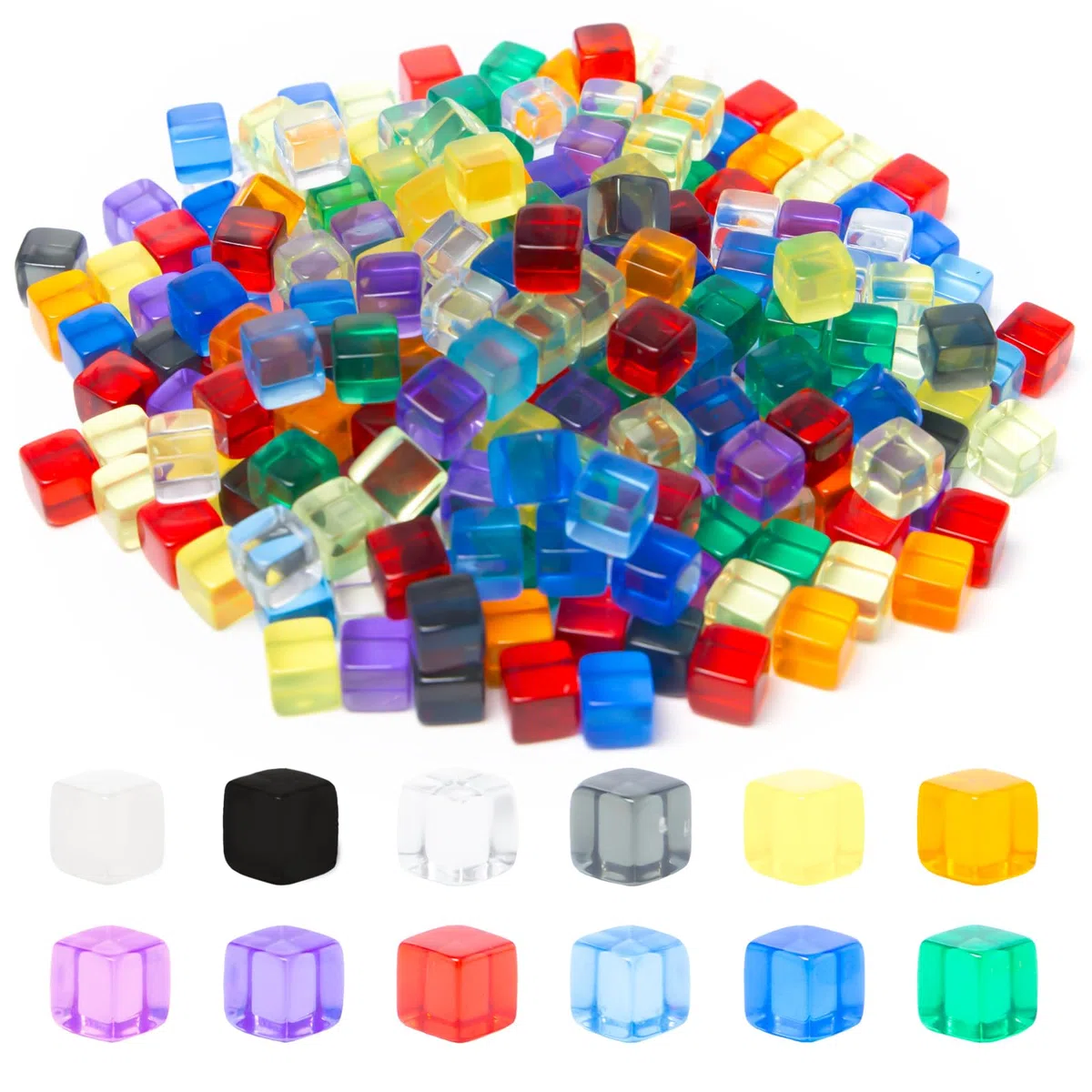 Kolorowe kostki akrylowe, 8 mm, D6, kości, akrylowe, z torbą do przechowywania, przezroczyste klocki klejnotów, kwadratowe, do samodzielnego wykonania, gier planszowych, upominków na imprezę